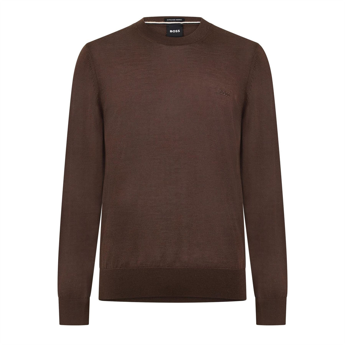 Boss Black Merino Wool Knitted Crew Neck Jumper (leno)