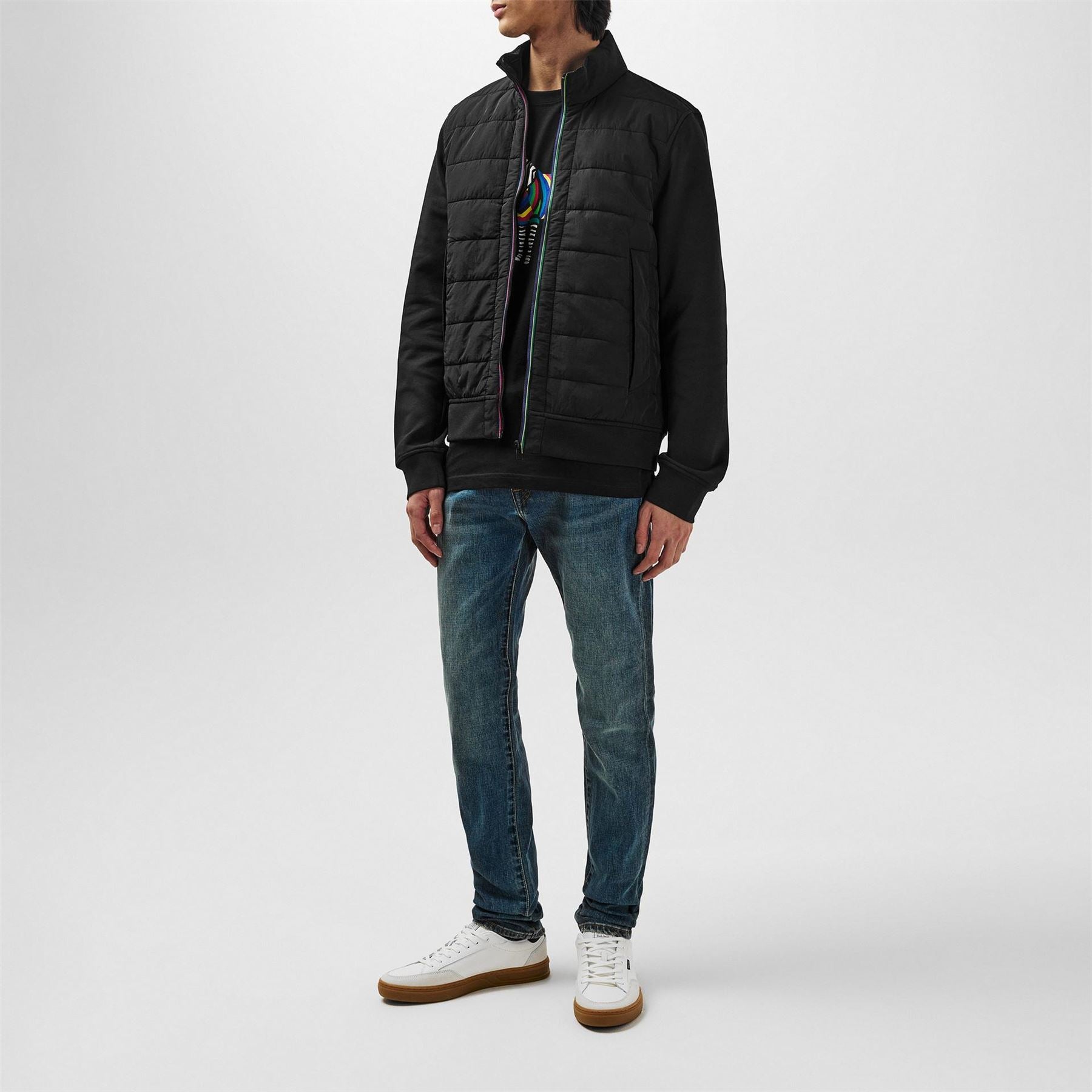 PS Paul Smith Sports Stripe Mixed Media Hybrid Jacket