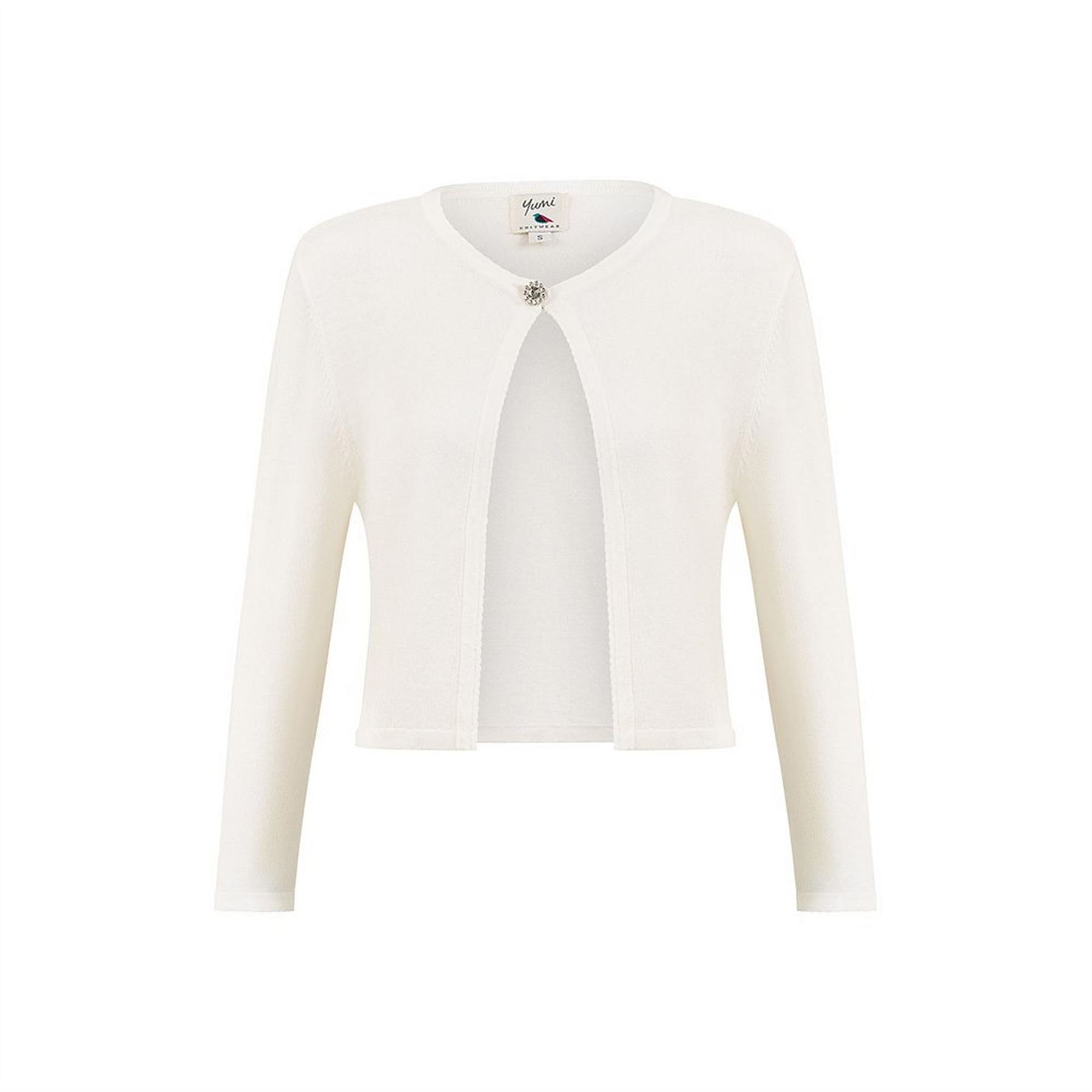 Yumi Diamante Button Cropped Cardigan