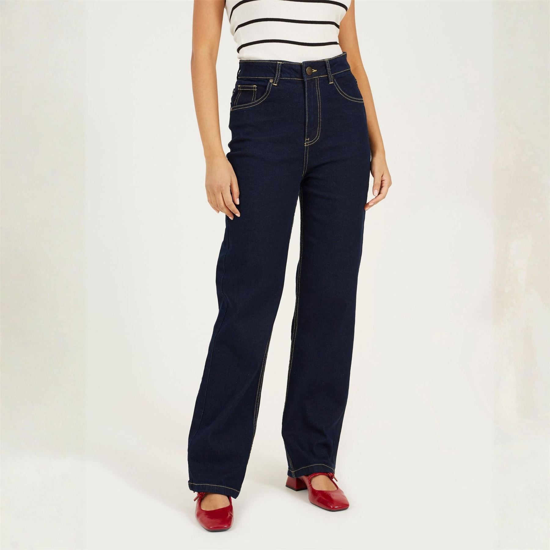 Brave Soul Womens Straight Leg Indigo Denim Jeans