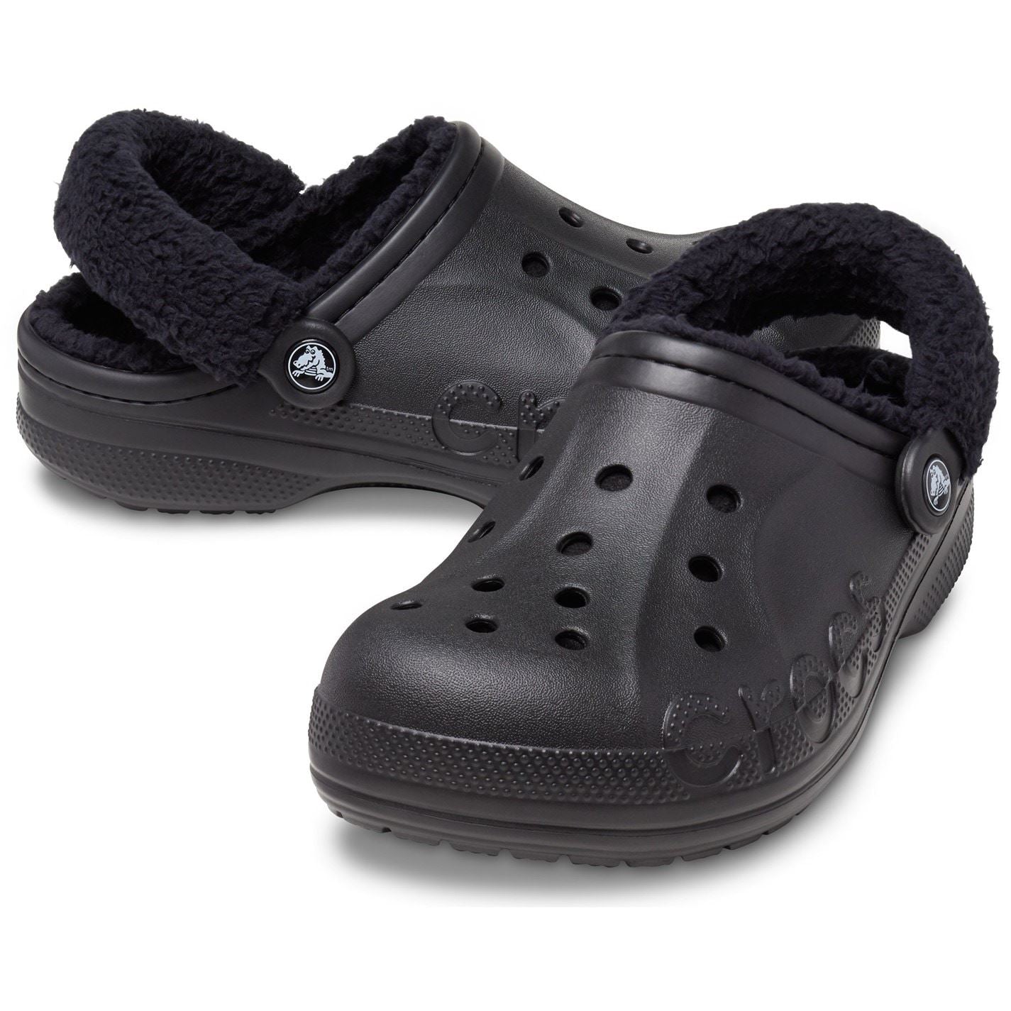 Crocs Baya Lined Fuzz Strap Closed Toe Clogs