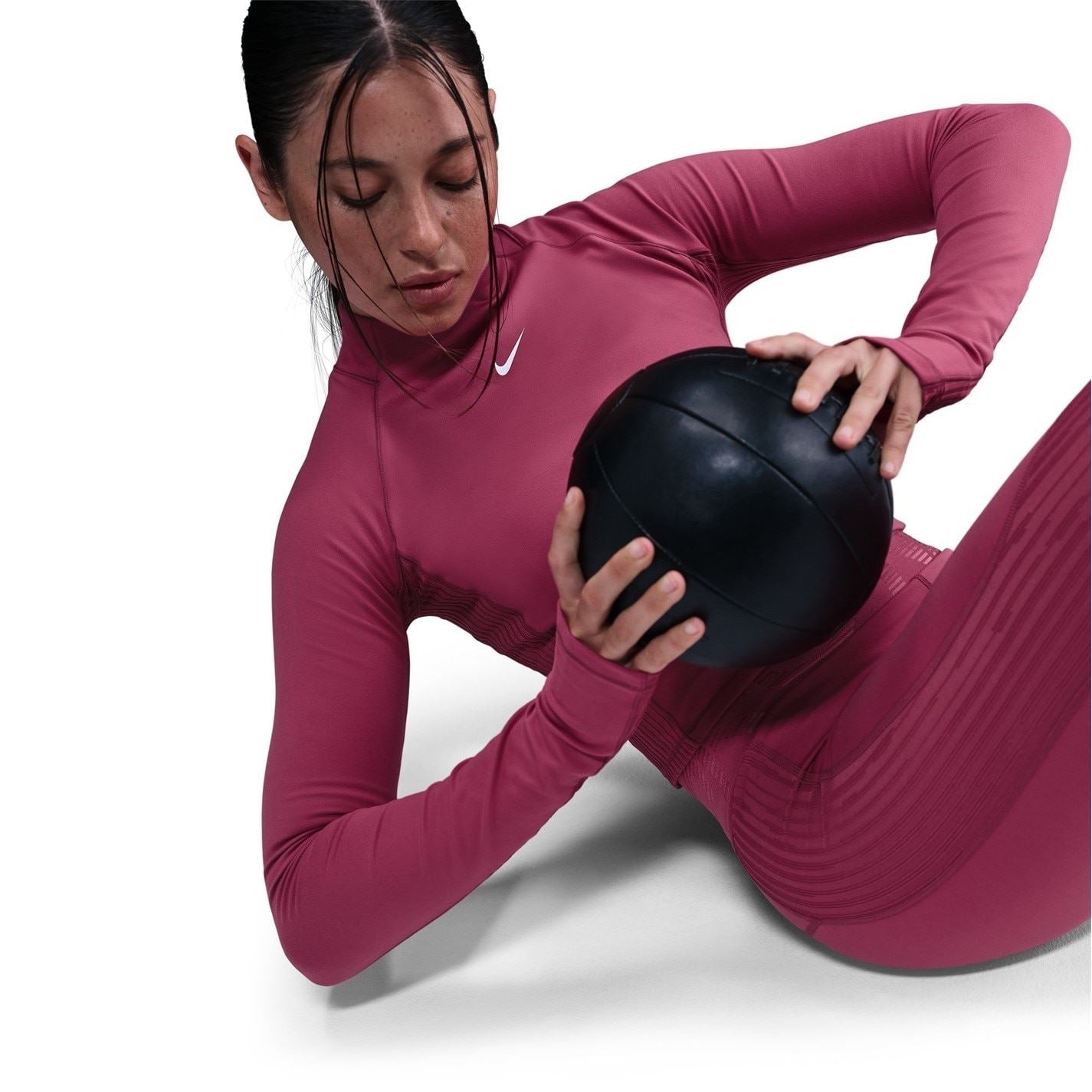 Nike Warm Mock Neck Long Sleeve Raglan Athletic Top