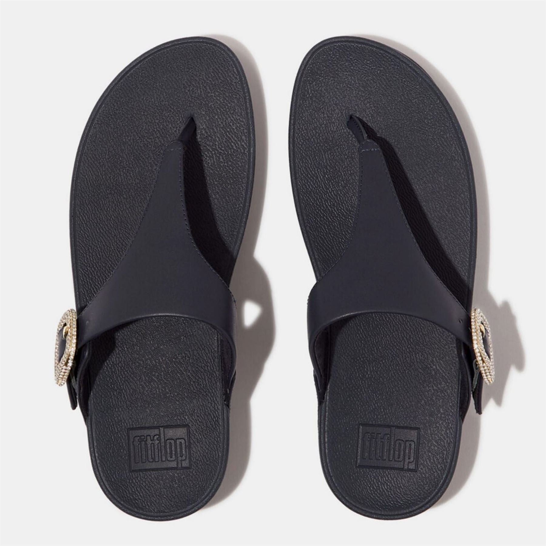 Fitflop Crystal Buckle Leather Toe Post Sandals
