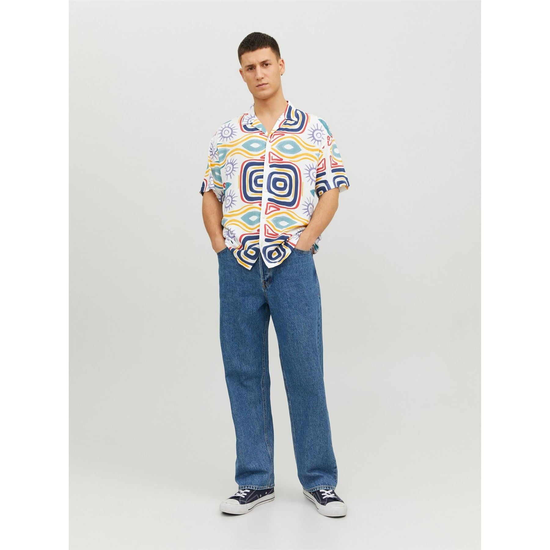 Jack and Jones Jj Mosaic Print Short Sleeve Shirt