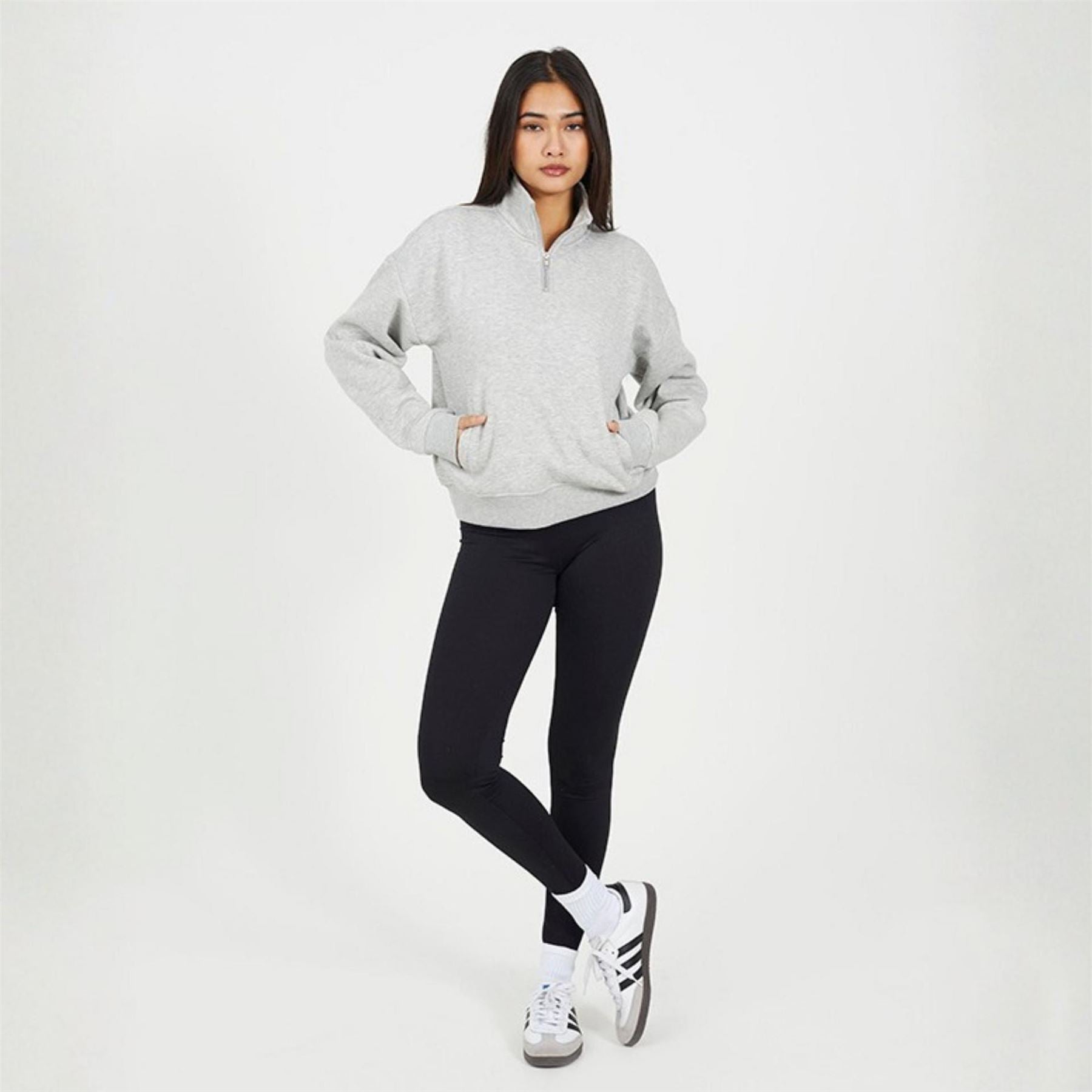 Brave Soul Womens Funnel Neck Quarter Zip Sweatshirt With Pocket