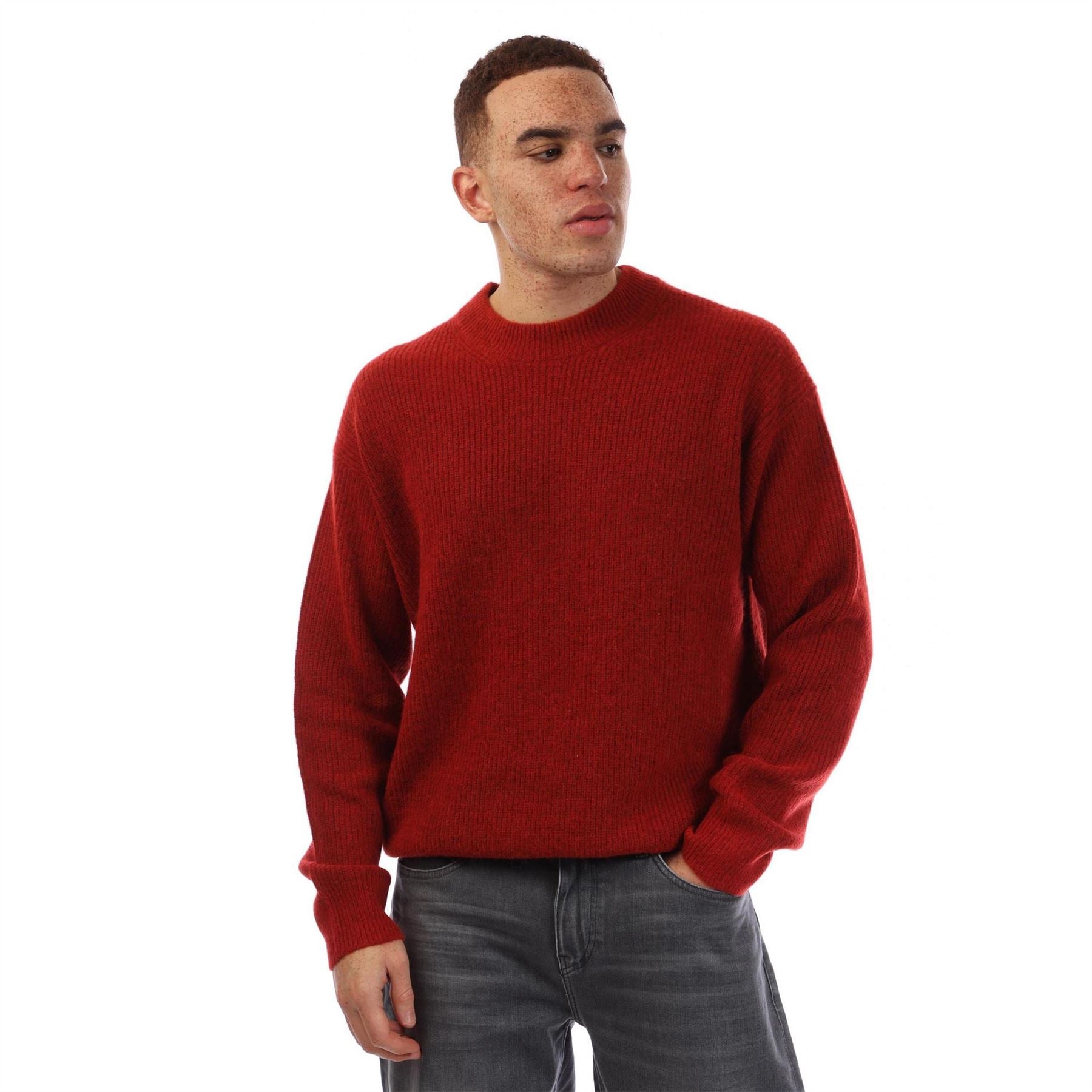 Boss Crew Neck Ribbed Collar Long Sleeve Sweater