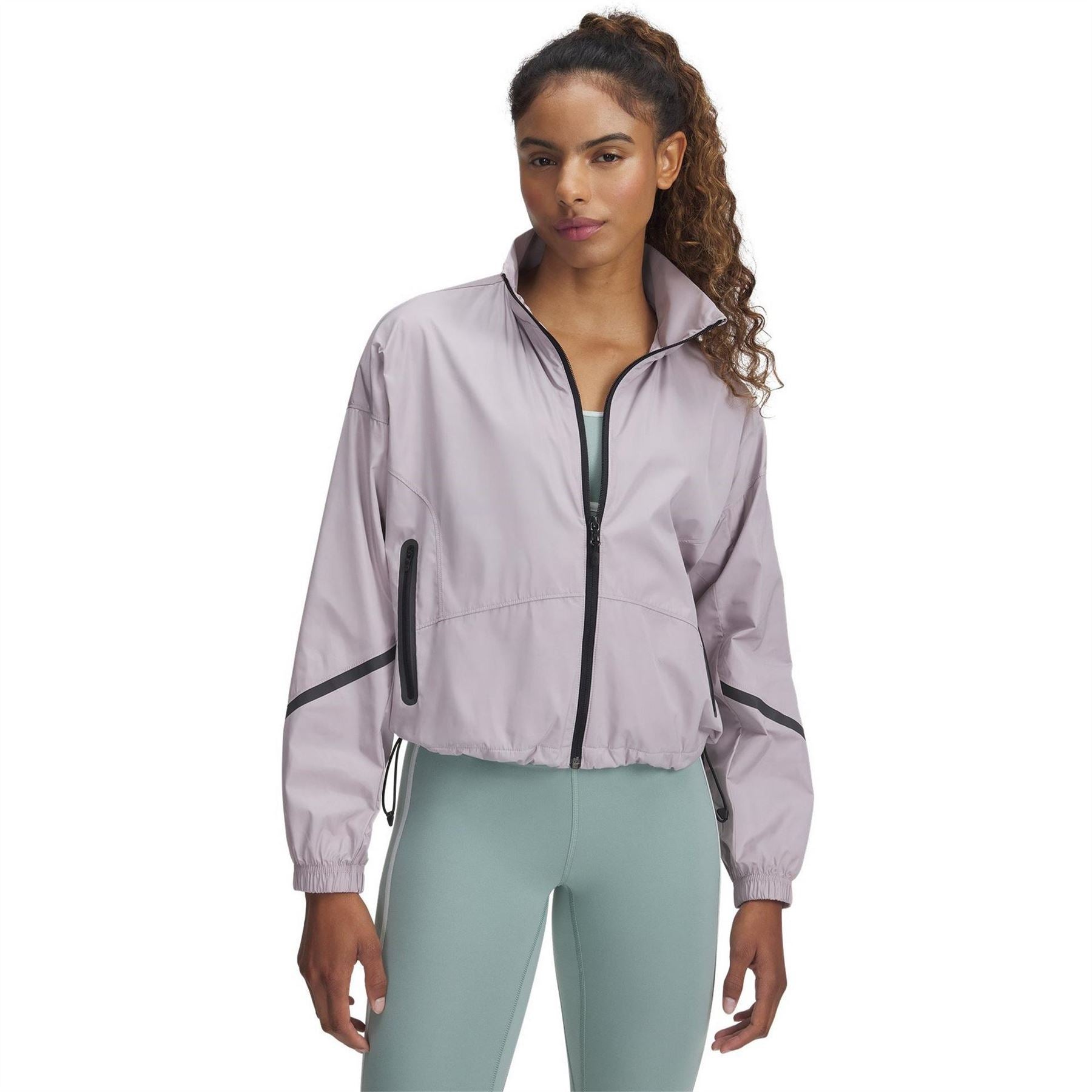 Under Armour Solid Patterned Drawstring Zipped Pocket Toggle Cord Hem Windbreaker