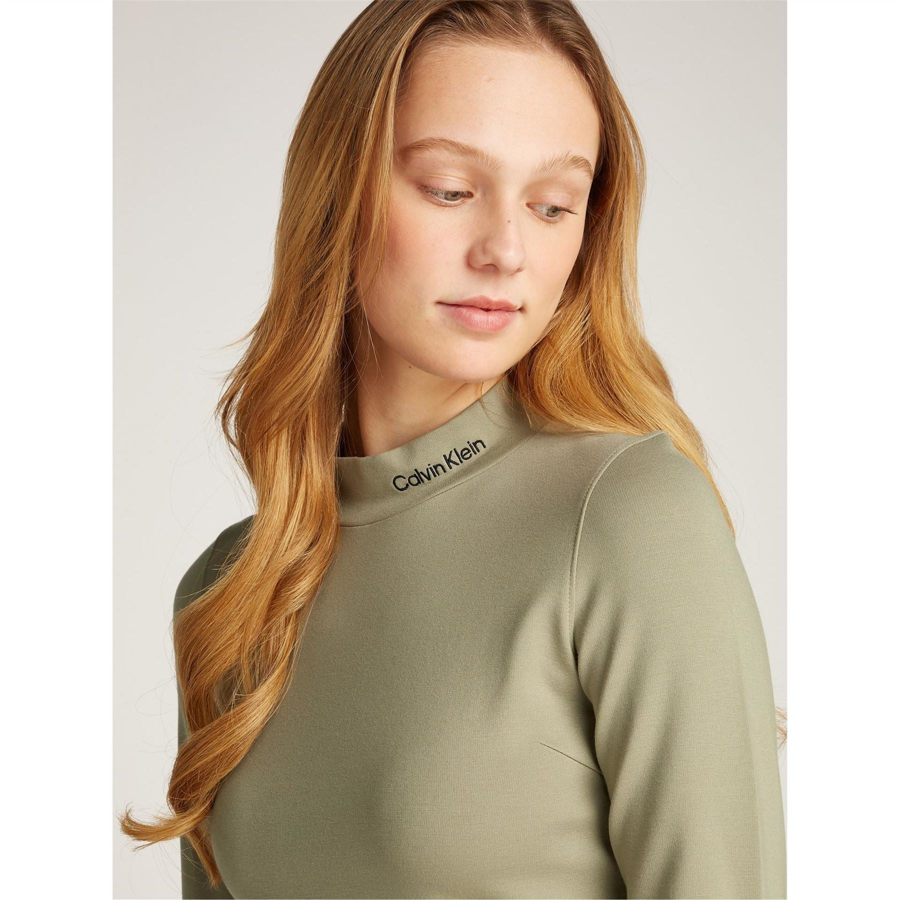 Calvin Klein Jeans Logo Cropped Mock Neck Sweater