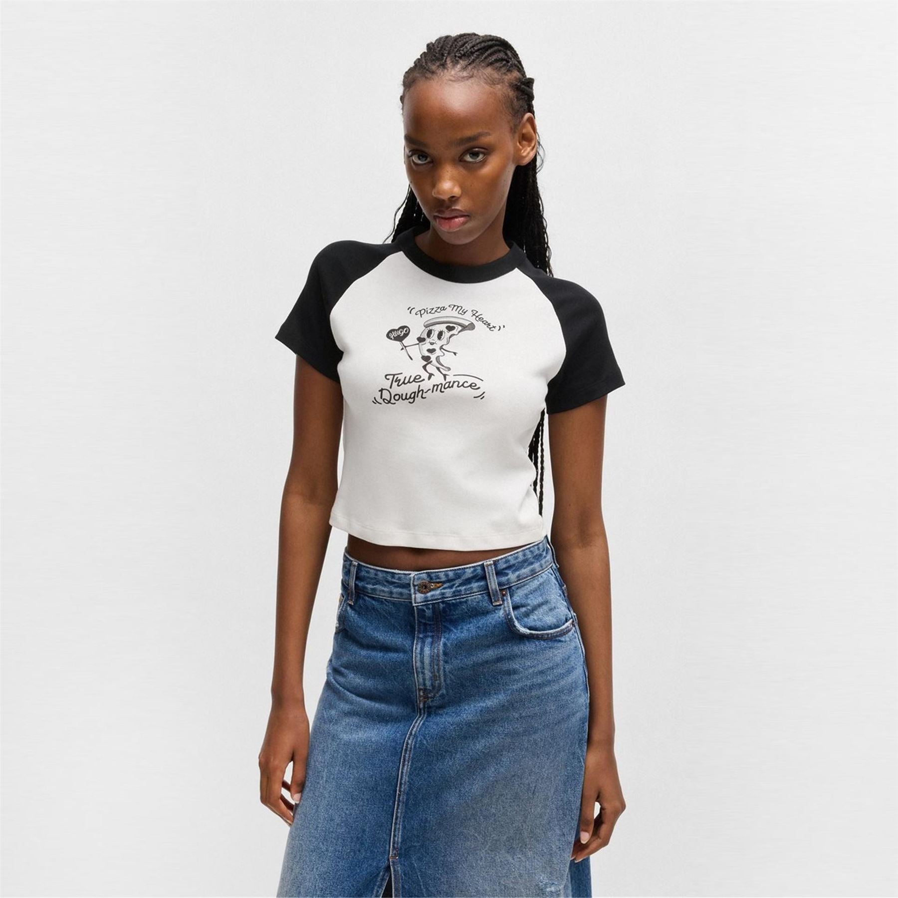 Hugo Cropped Crew Neck Relaxed Fit T-Shirt