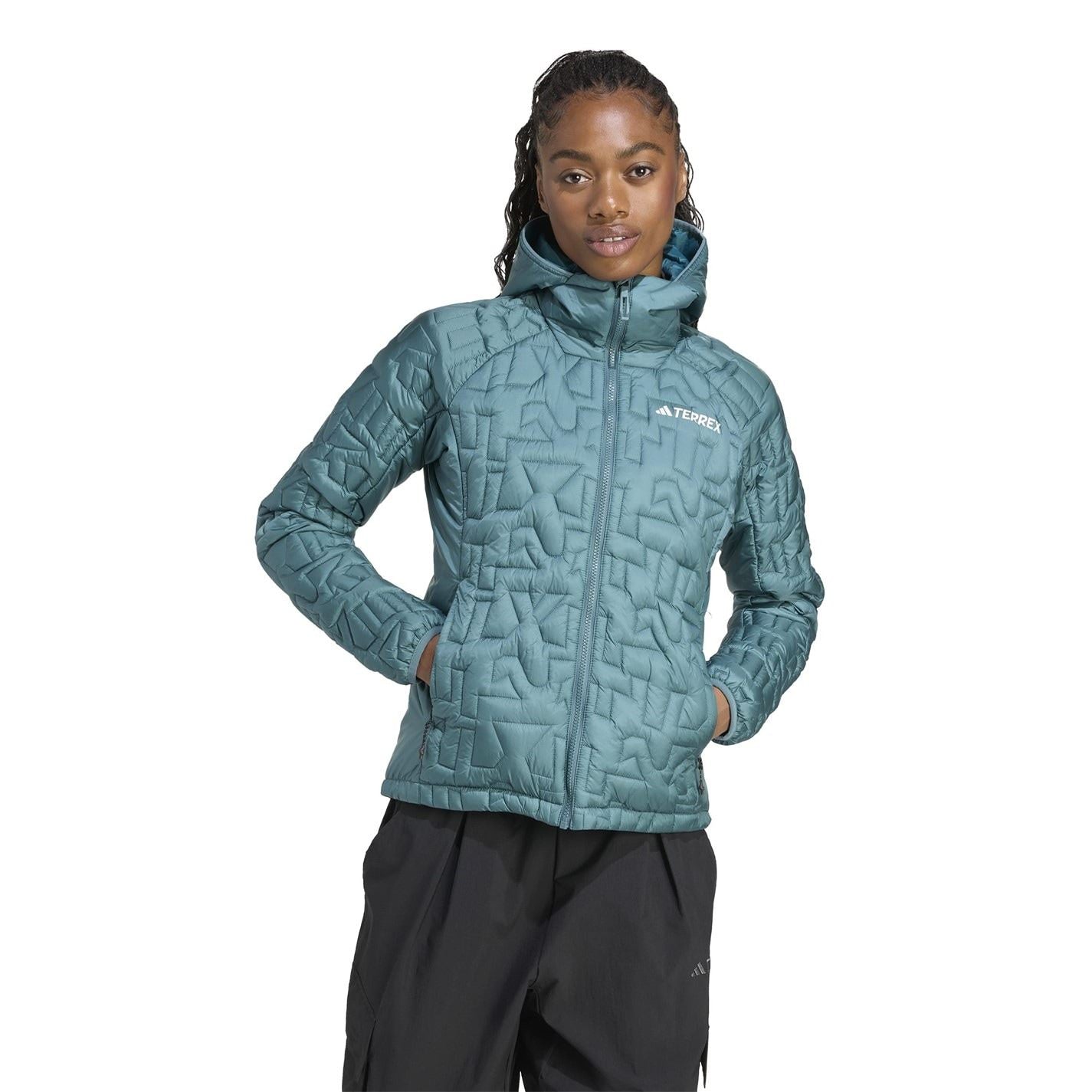 adidas Womens Terrex Xperior Primaloft Loose Fill Insulated Hooded Jacket