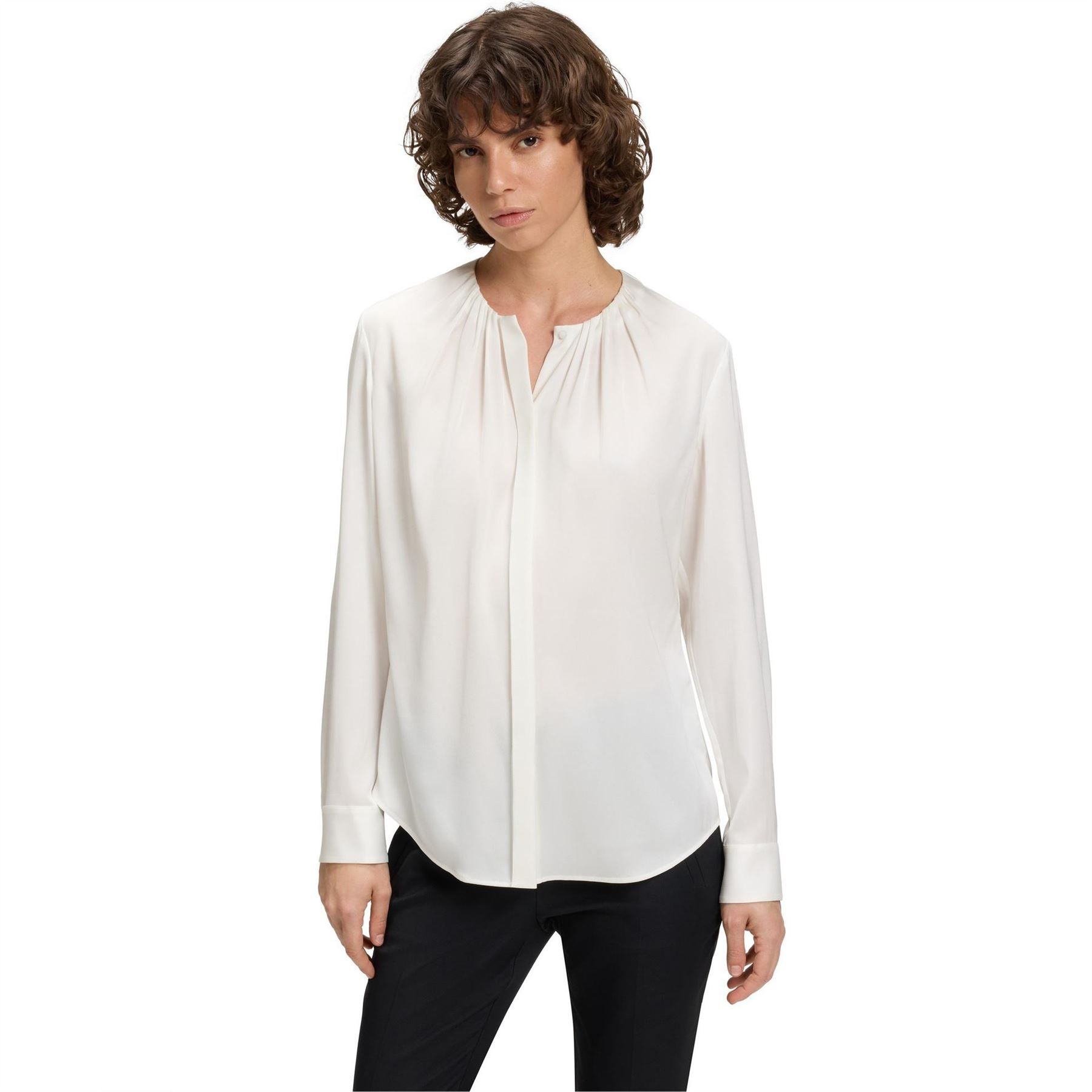 Boss Jewel Neck Long Sleeve Regular Fit Blouse