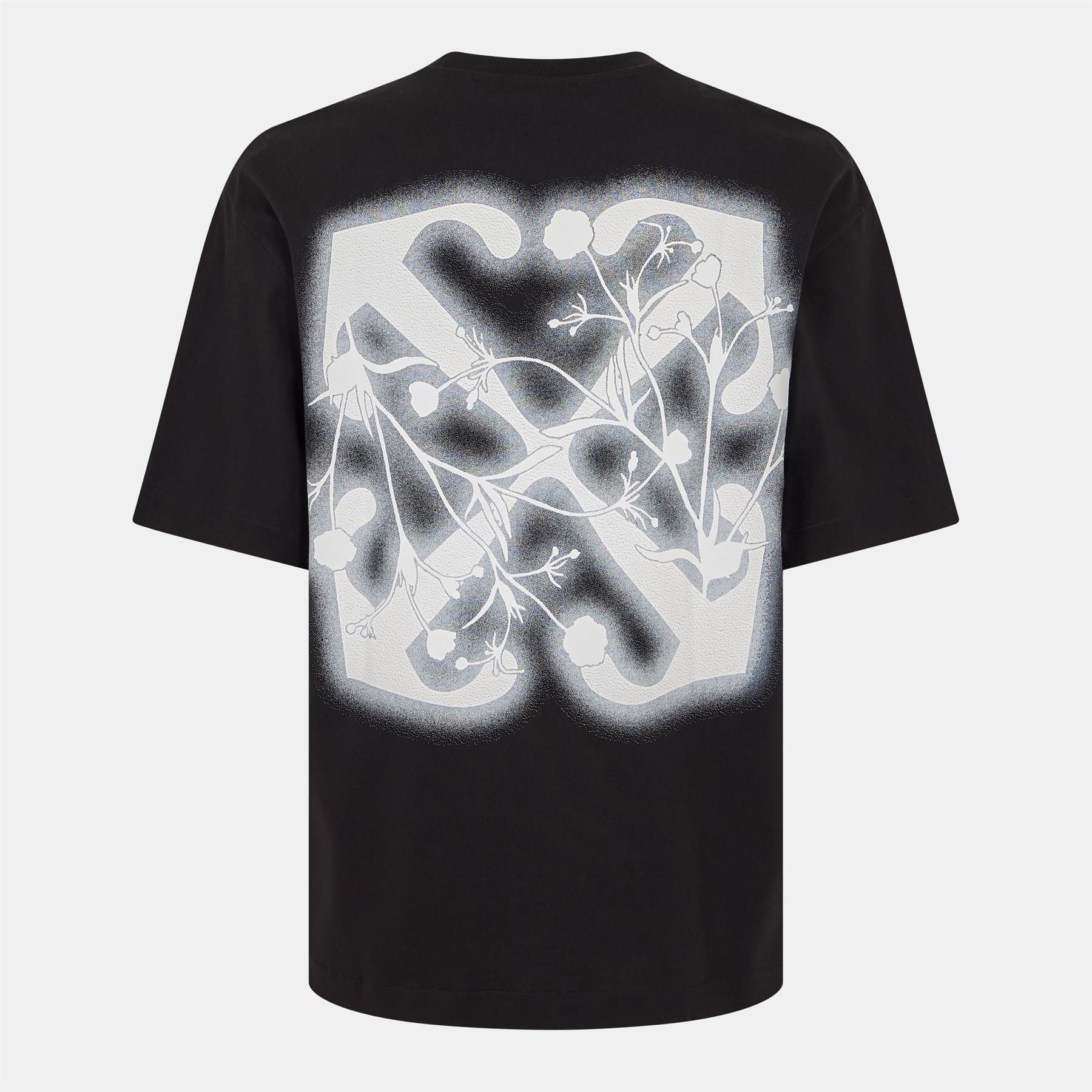 Off White Flower Crew Neck Short Sleeve T-Shirt
