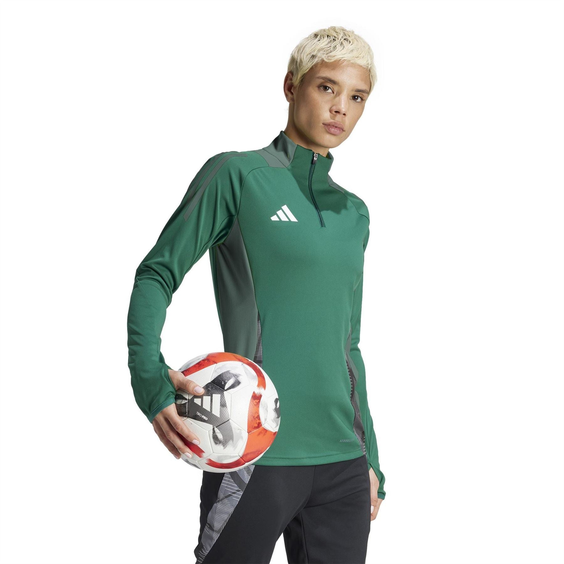 adidas Three Bar Logo Funnel Neck Raglan Sleeve Athletic Top