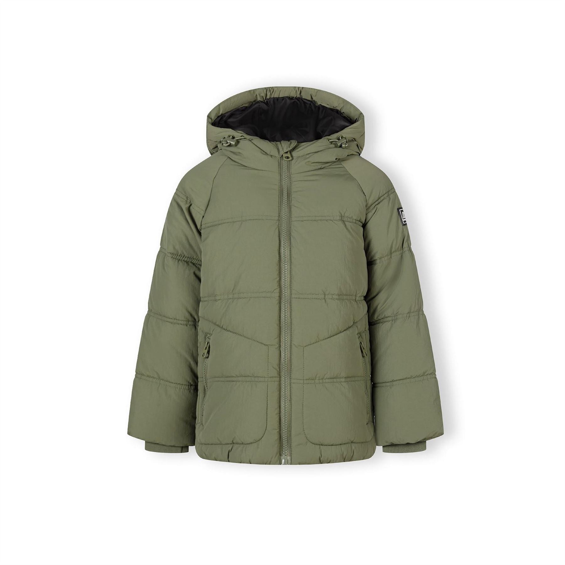 Minoti Boys Quilted Jacket With Hood And Zip Pockets Khaki