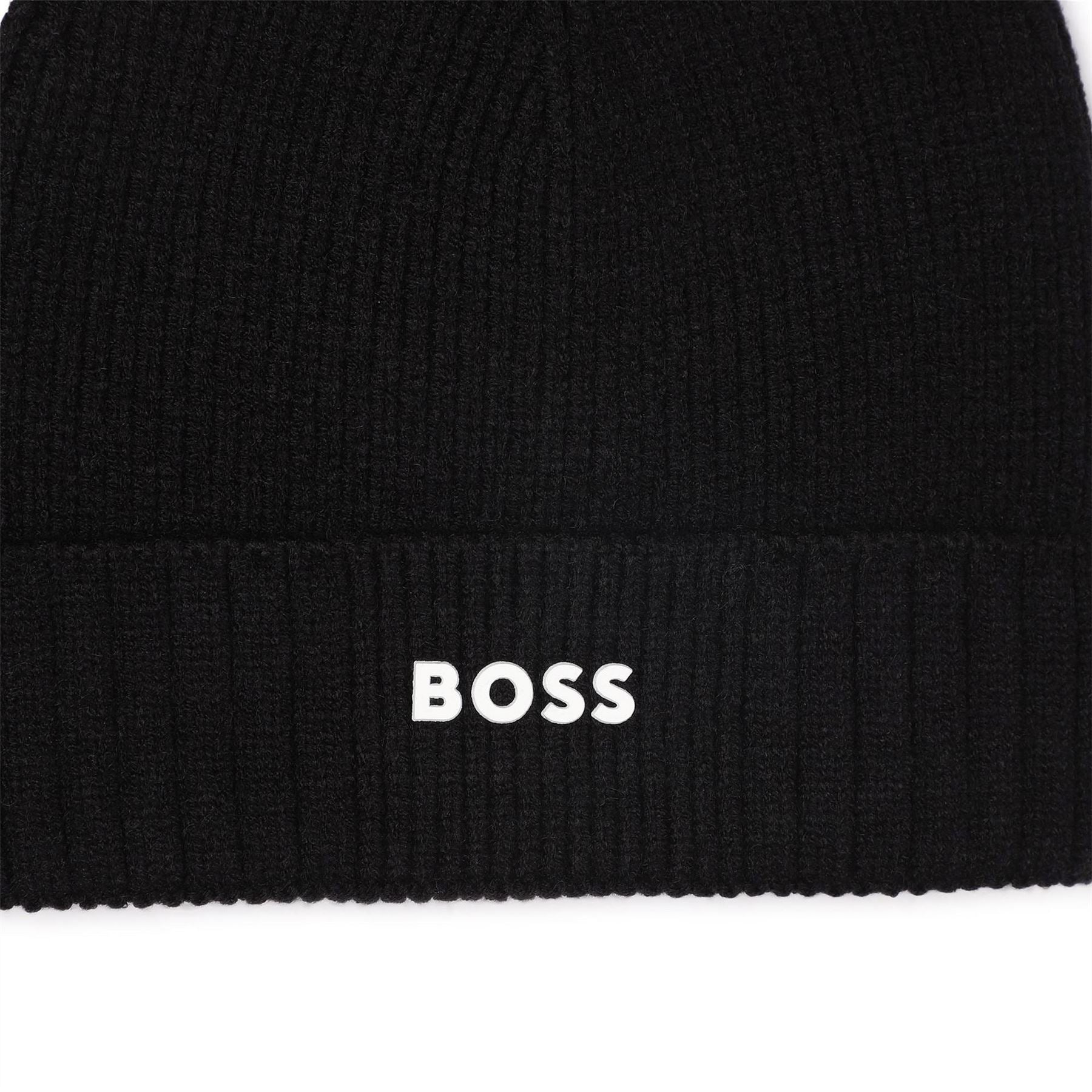 Boss Junior Logo Print Lettering Adjustable Cuff Beanie