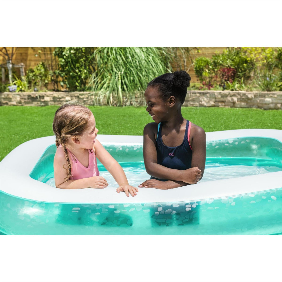Bestway 6 Ft 7 In X 57.5 In X 19 In Teal Rectangular Inflatable Family Pool