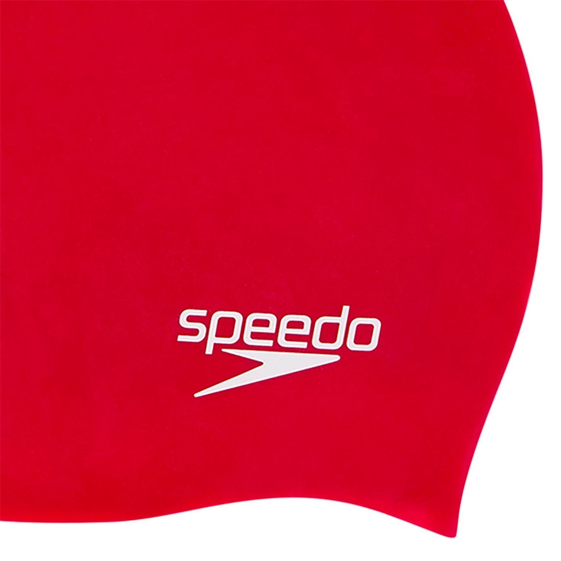 Speedo Plain Moulded Silicone Cap Red Junior
