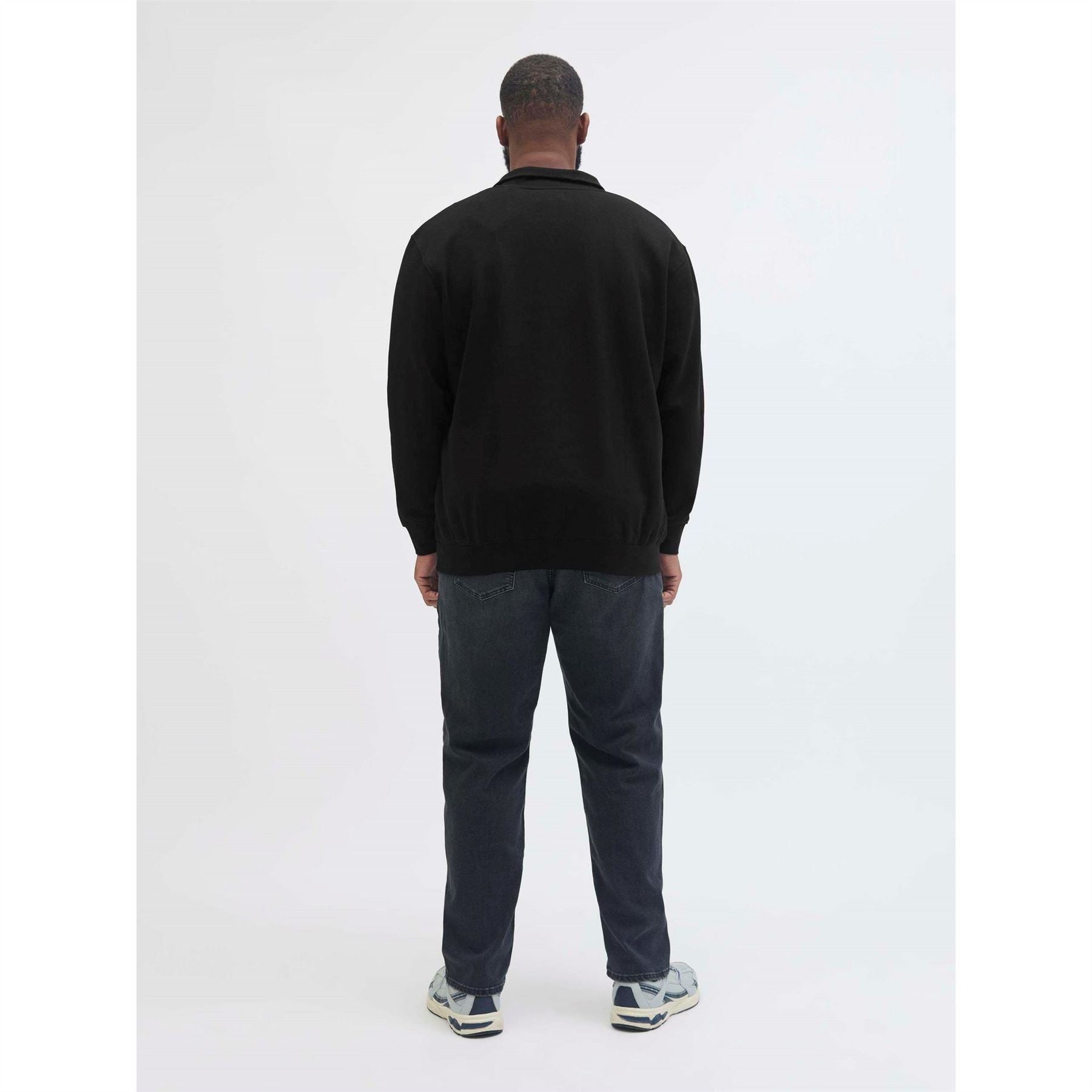 Jack and Jones Soho Text Graphic Zip Neck High Collar Long Sleeve Sweatshirt