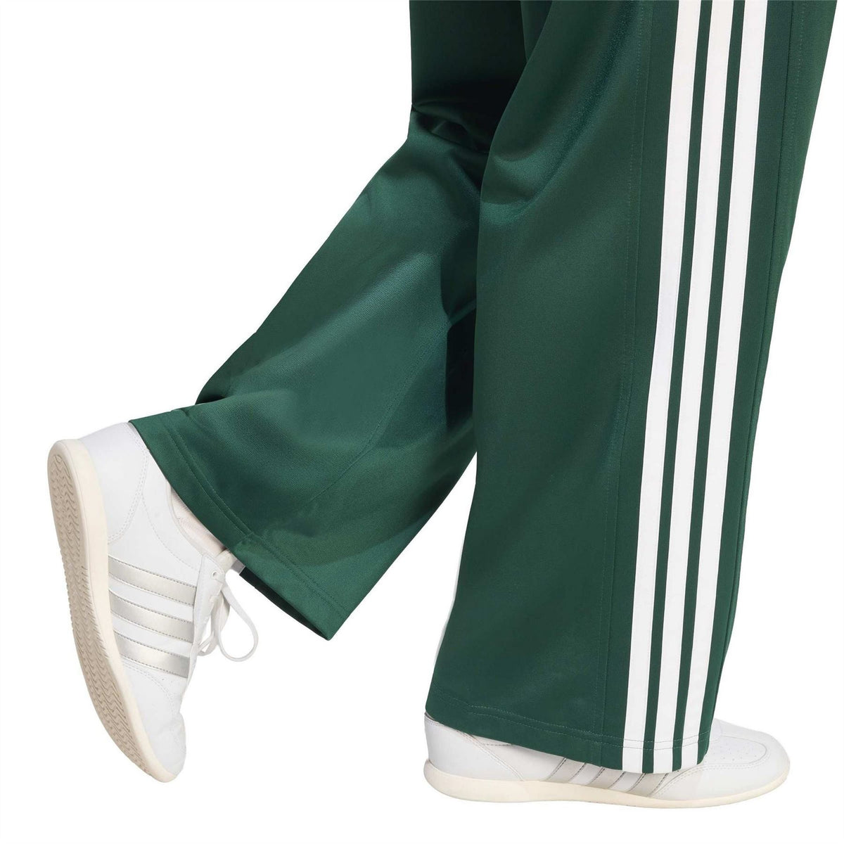 adidas Three Stripes Wide Leg Mid Rise Athletic Pants