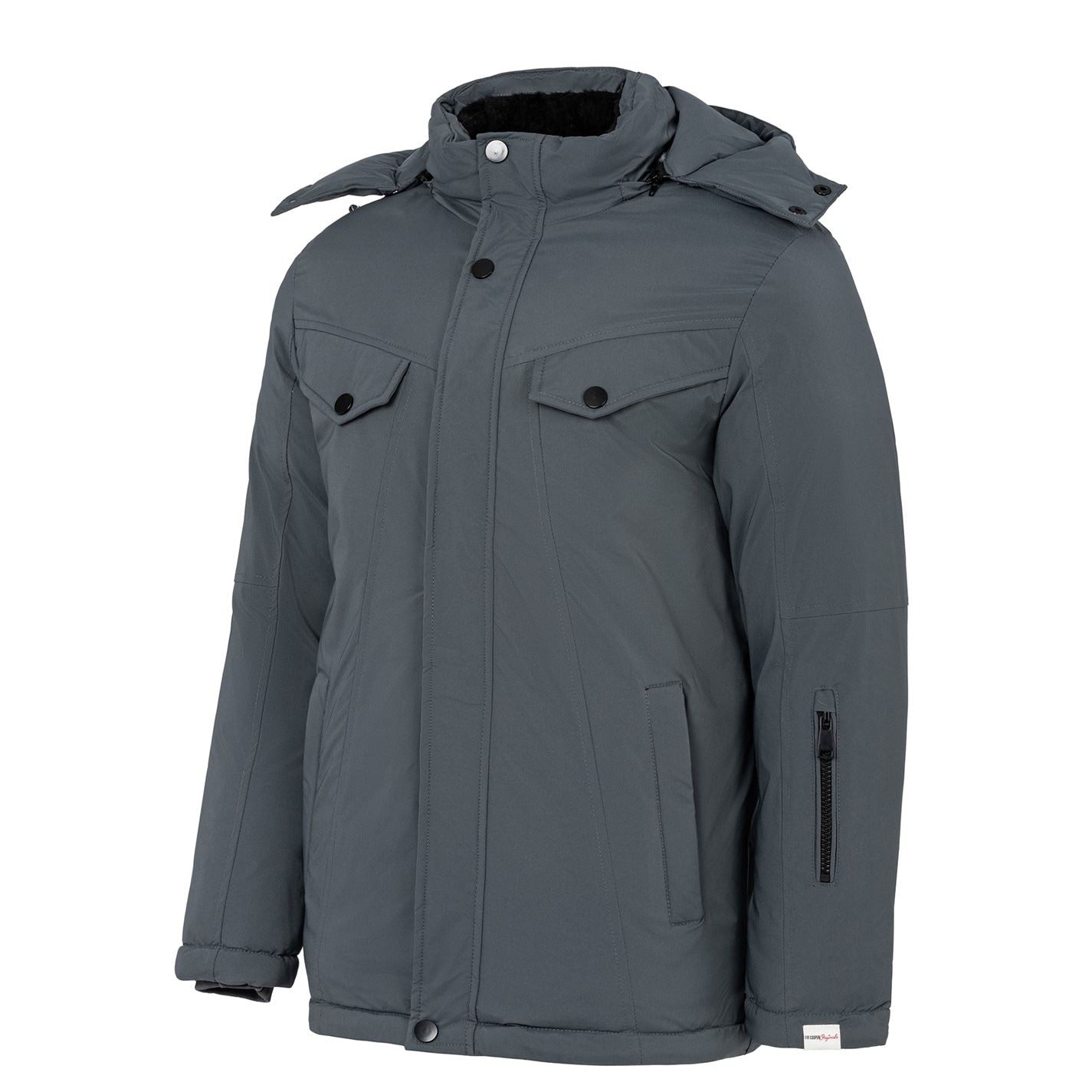 Lee Cooper Solid Patterned Hooded Snap Button Ribbed Cuff Puffer Jacket