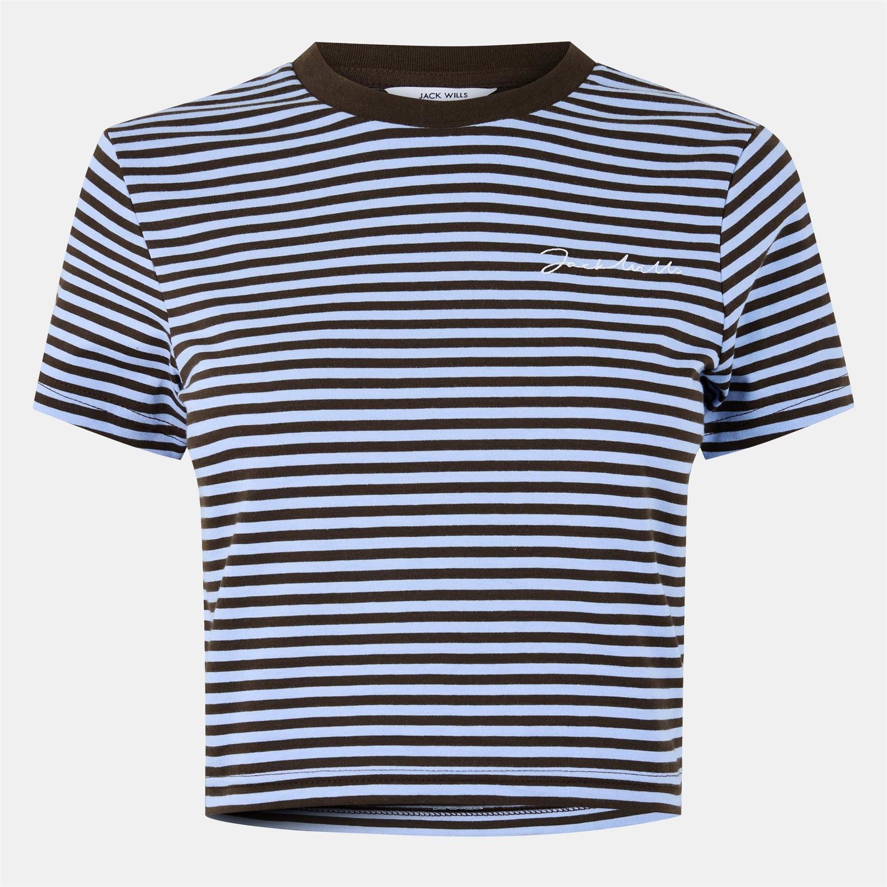 Jack Wills Striped Cropped Crew Neck T-Shirt