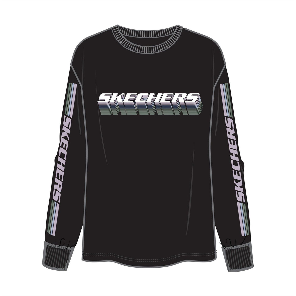 Skechers Stacked Lettering Long Sleeve T-Shirt