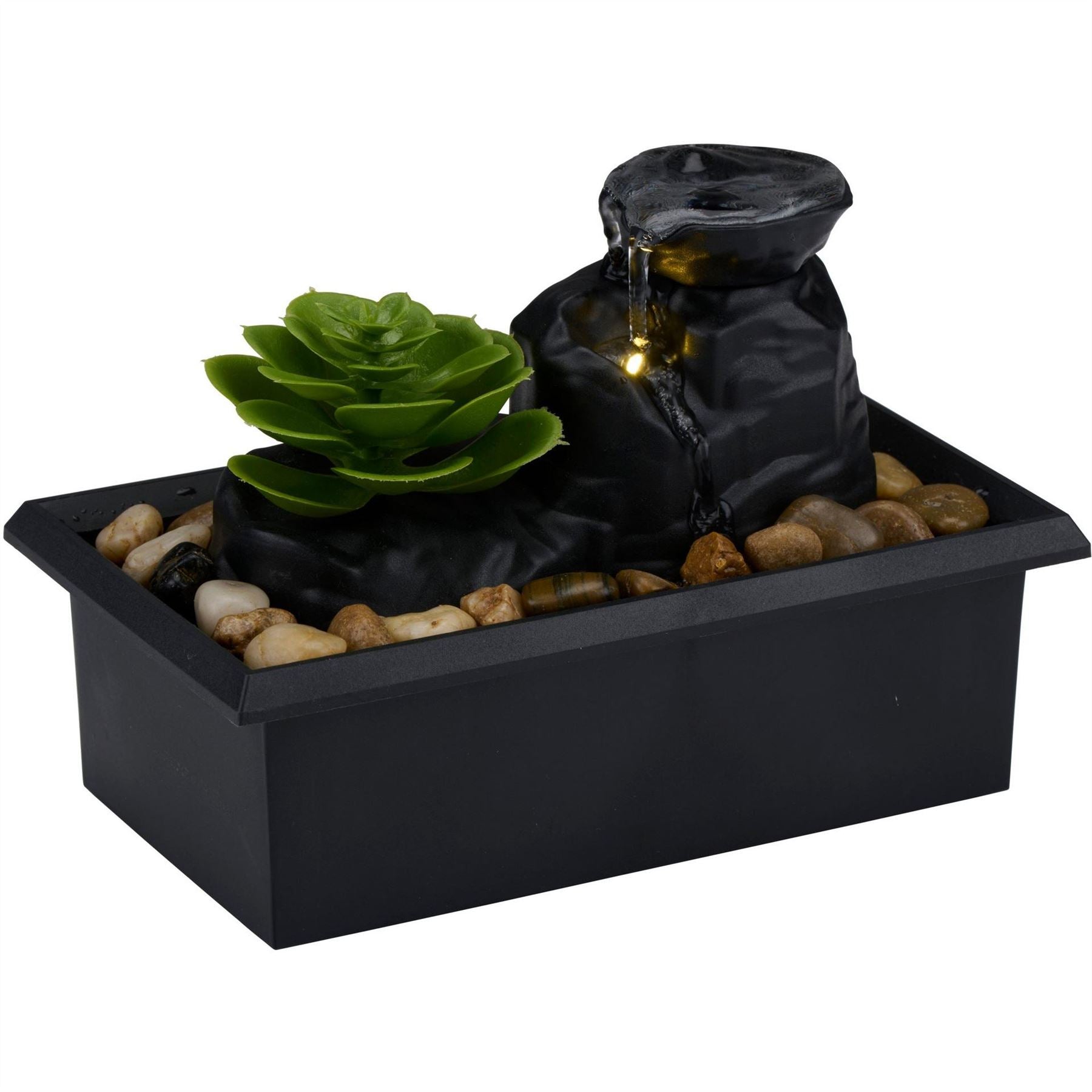 Arti Casa Fountain With Artificial Plant And Led Light
