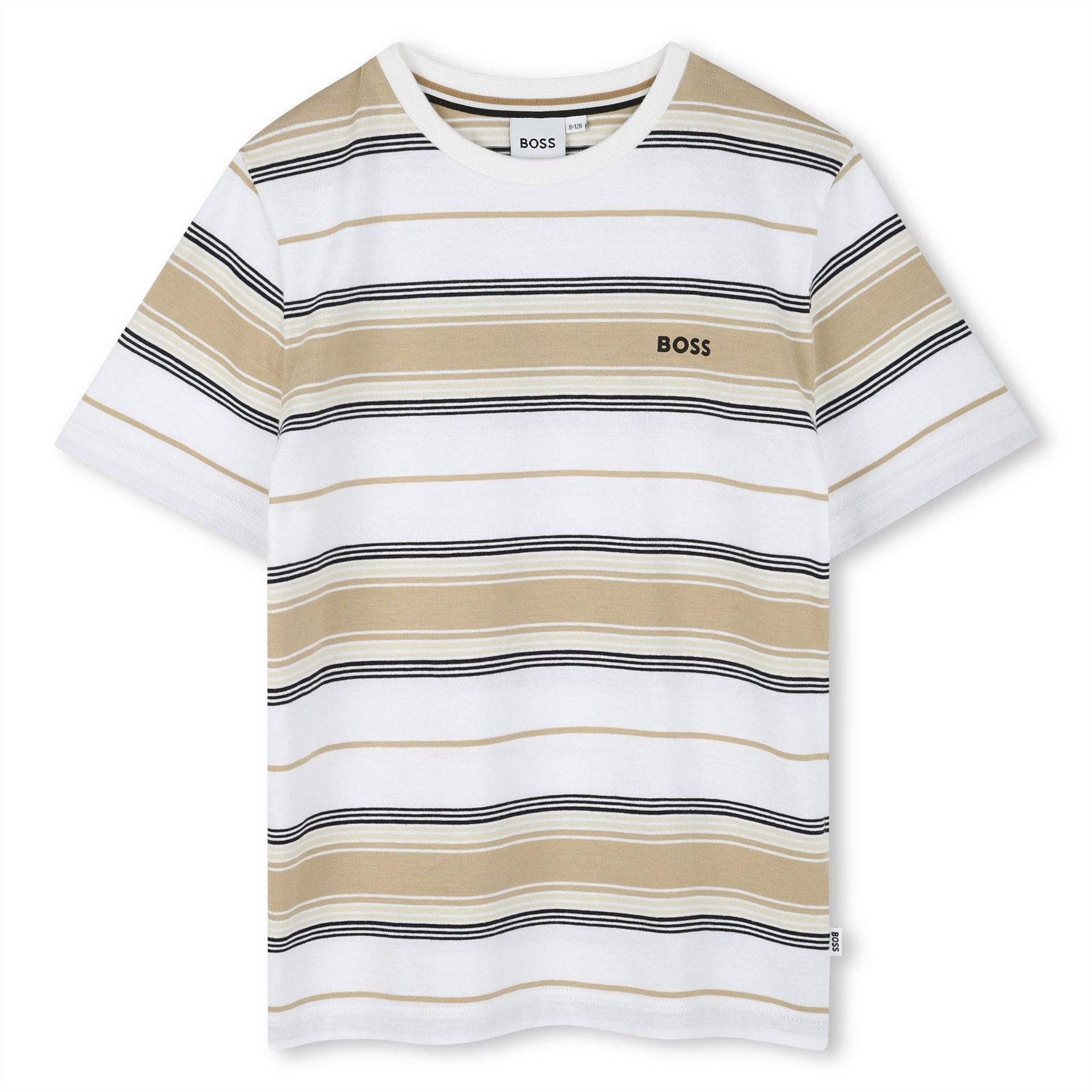 Boss Logo Print Crew Neck Stripe T-shirt