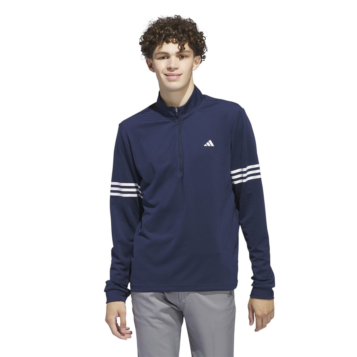 adidas Mens 3 Stripe Zip Top
