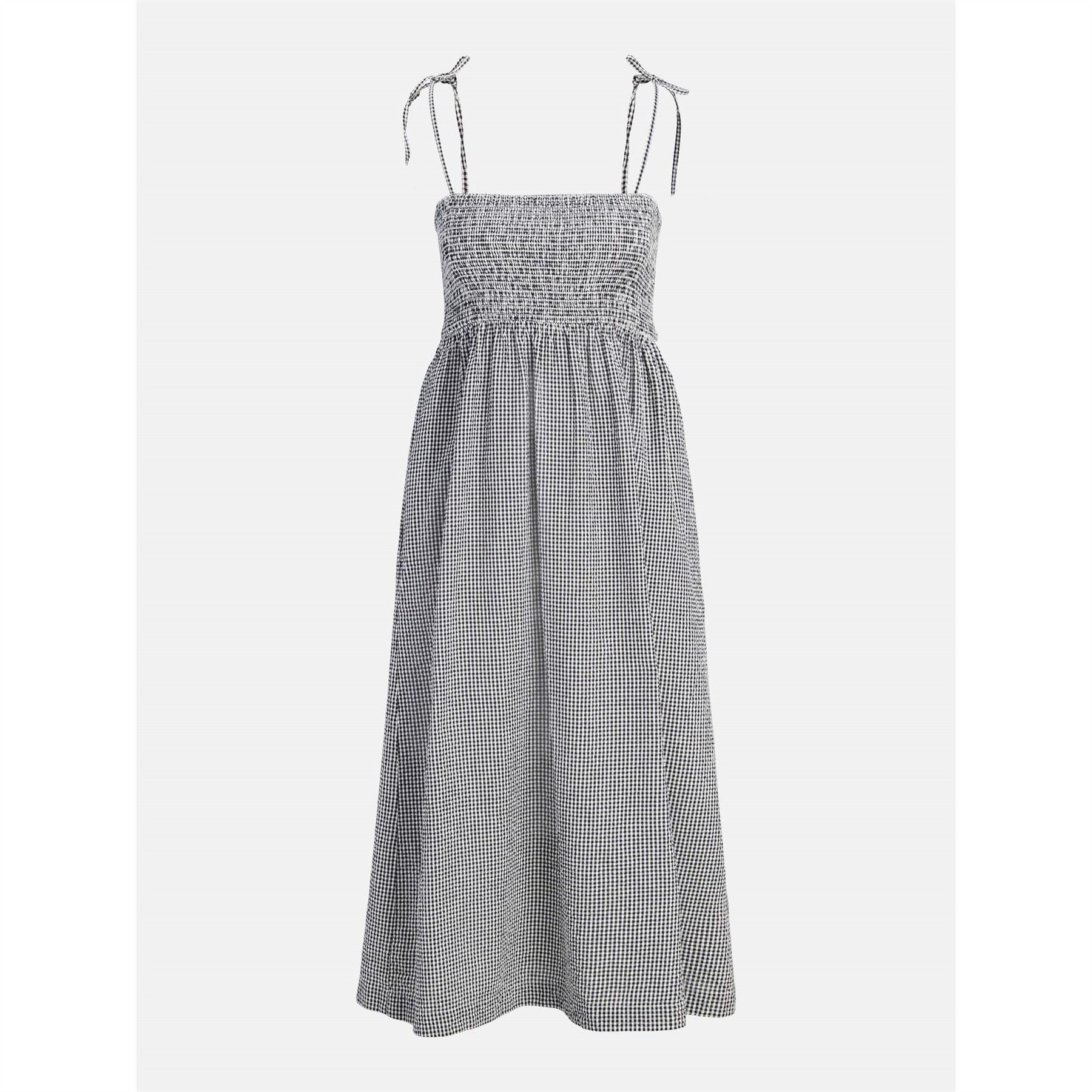 JJXX Seersucker Smocked Sleeveless Midi Sun Dress