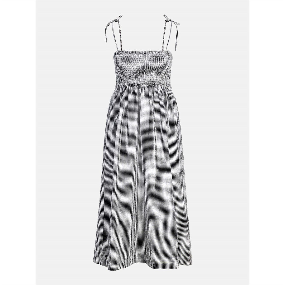 JJXX Seersucker Smocked Sleeveless Midi Sun Dress