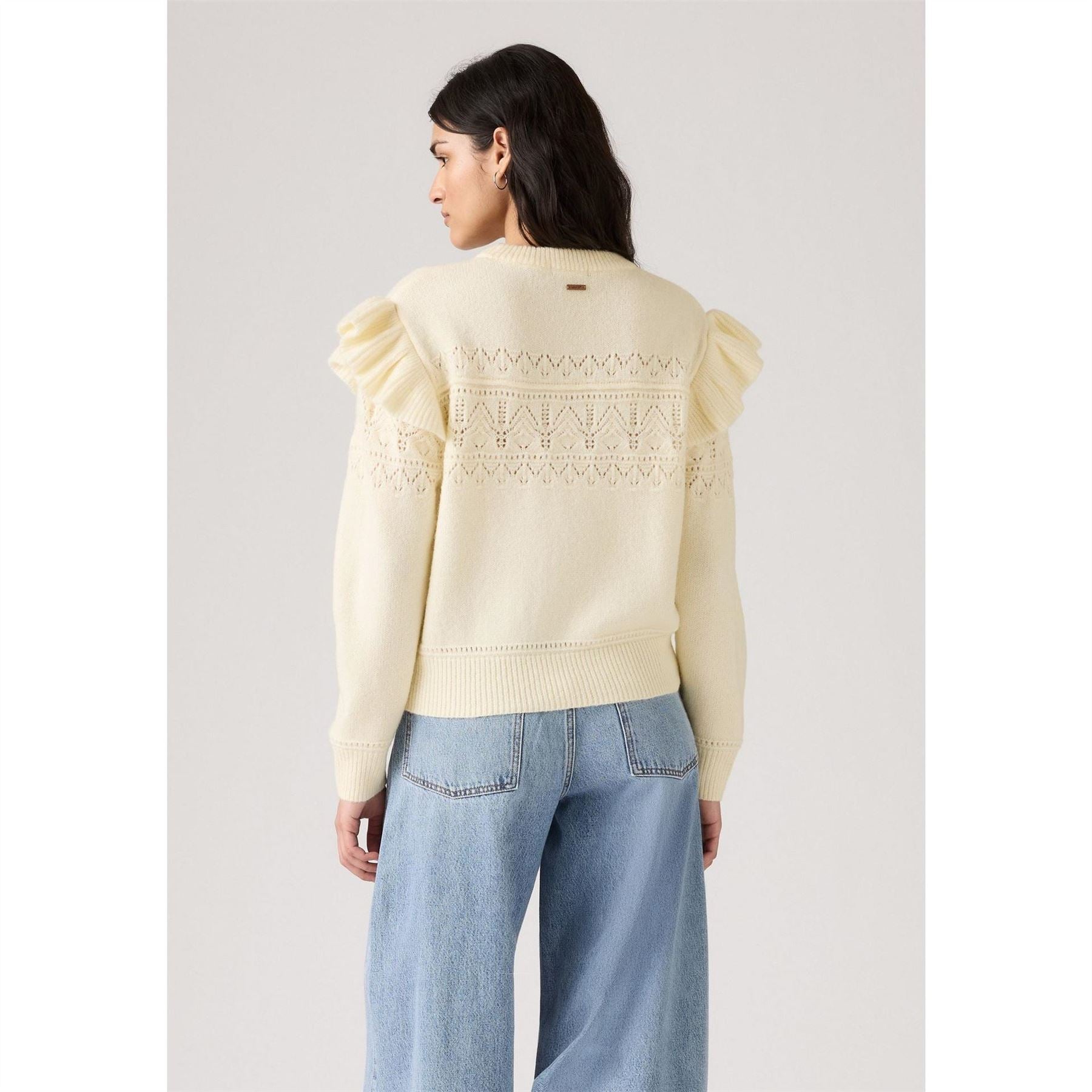 Levis Crew Neck Puff Sleeve Long Sleeve Sweater