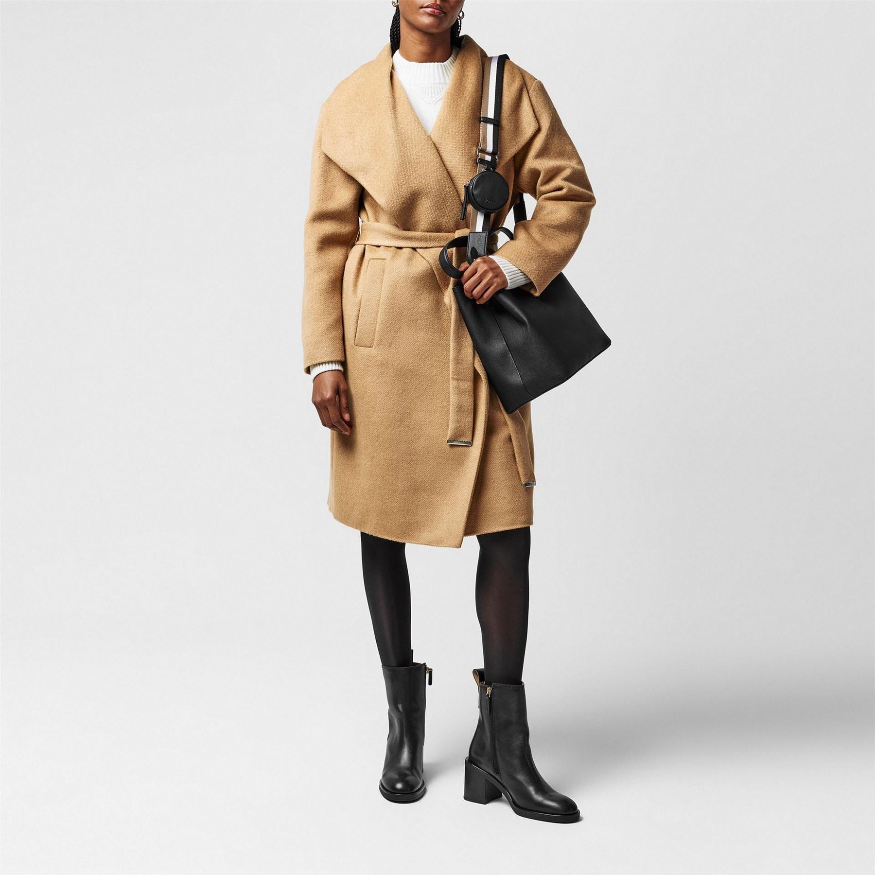 Boss BOSS Caylina  Orange Knee Length Long Sleeve Overcoat