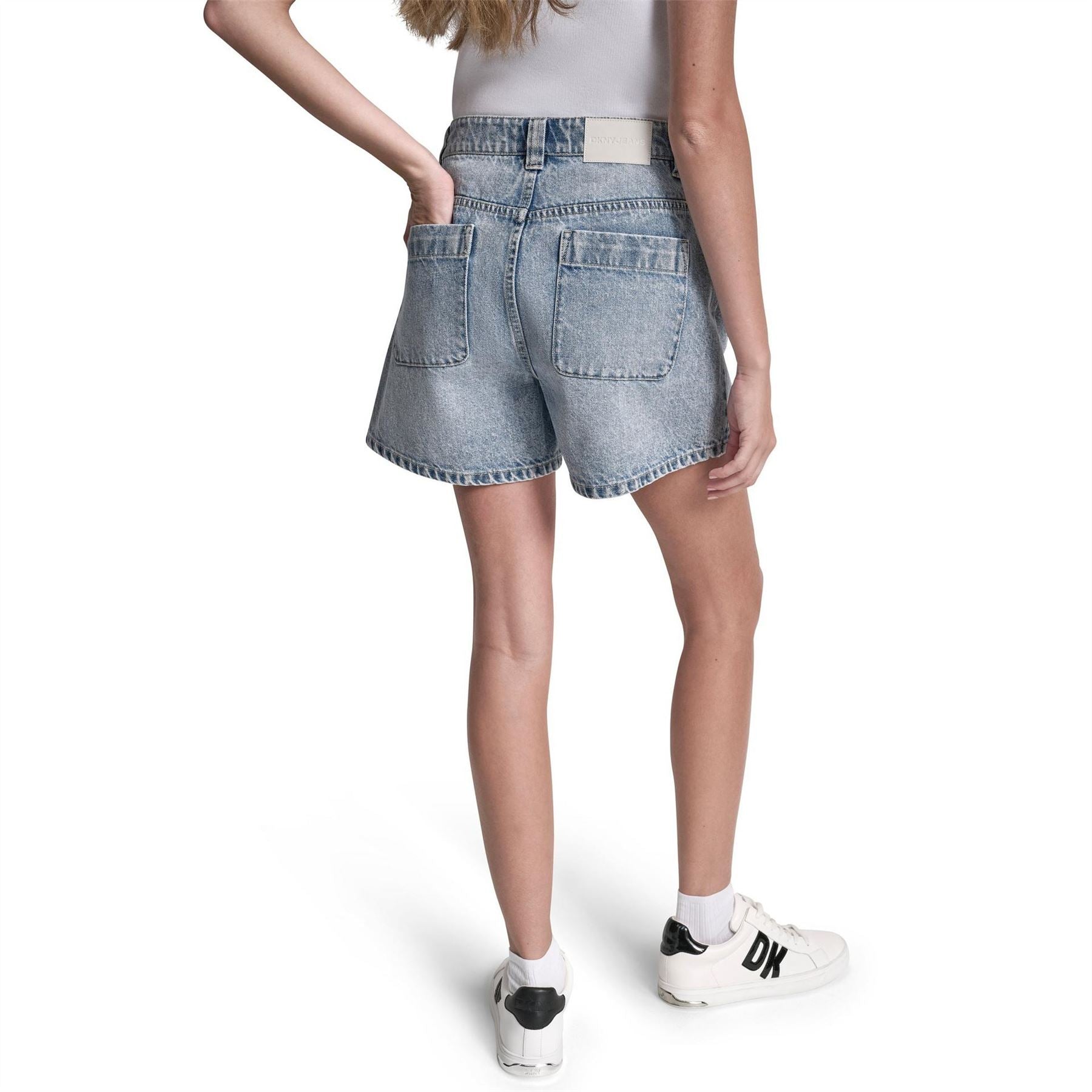 DKNY Jeans High Rise A Line Patch Pocket Shorts