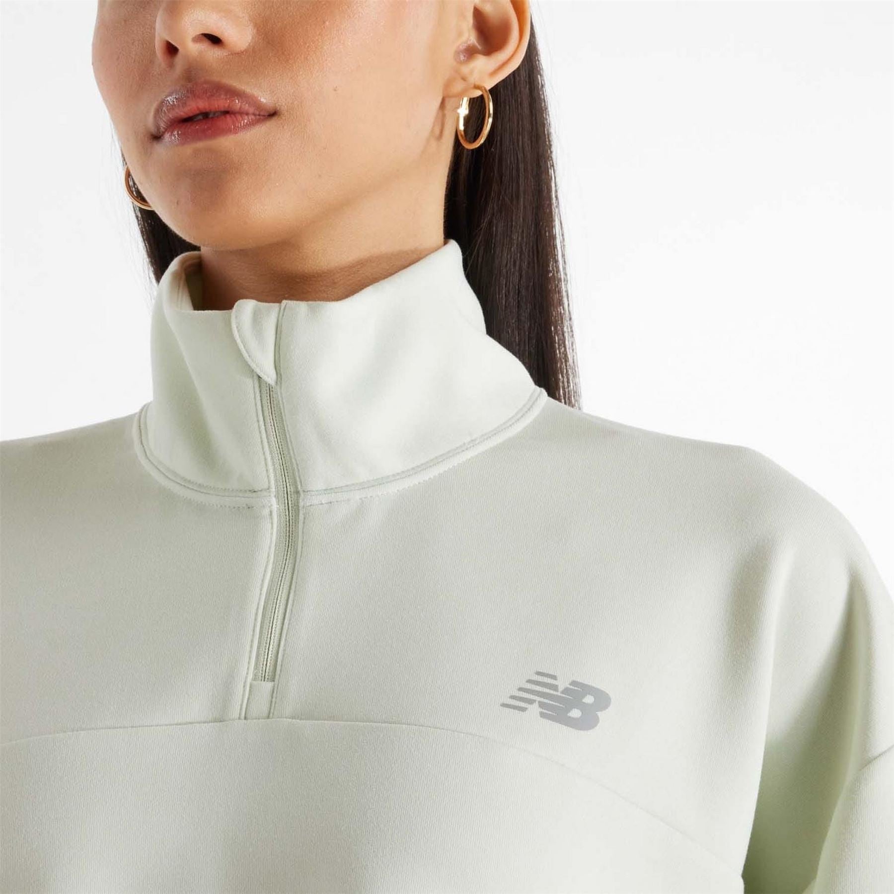 New Balance Knit Oversized Quarter Zip Top