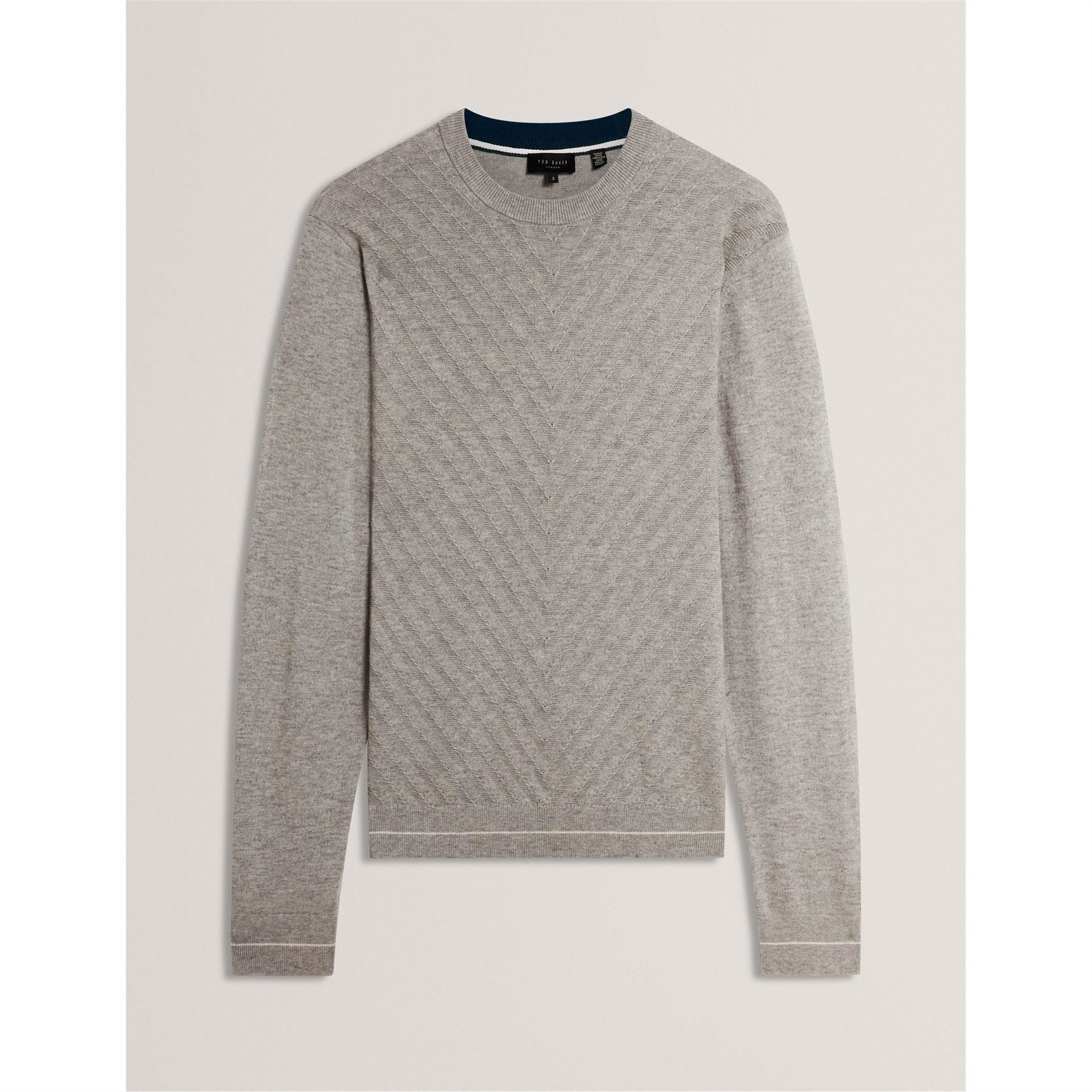 Ted Baker Crew Neck Ribbed Collar Long Sleeve Sweater