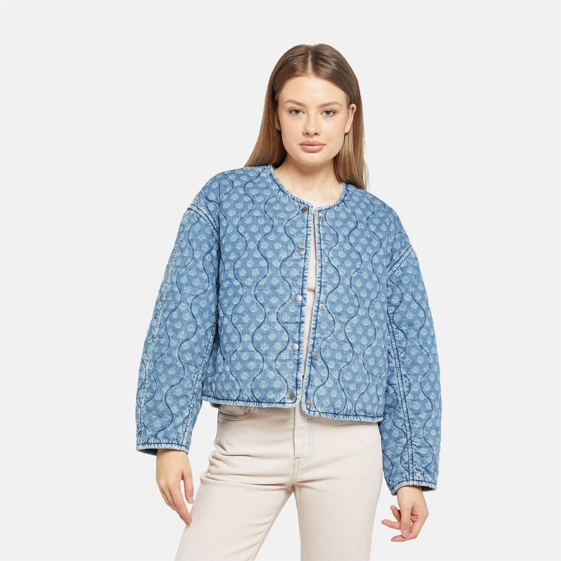 Levis Rumer Snap Button Geometric Patterned Quilted Liner Jacket