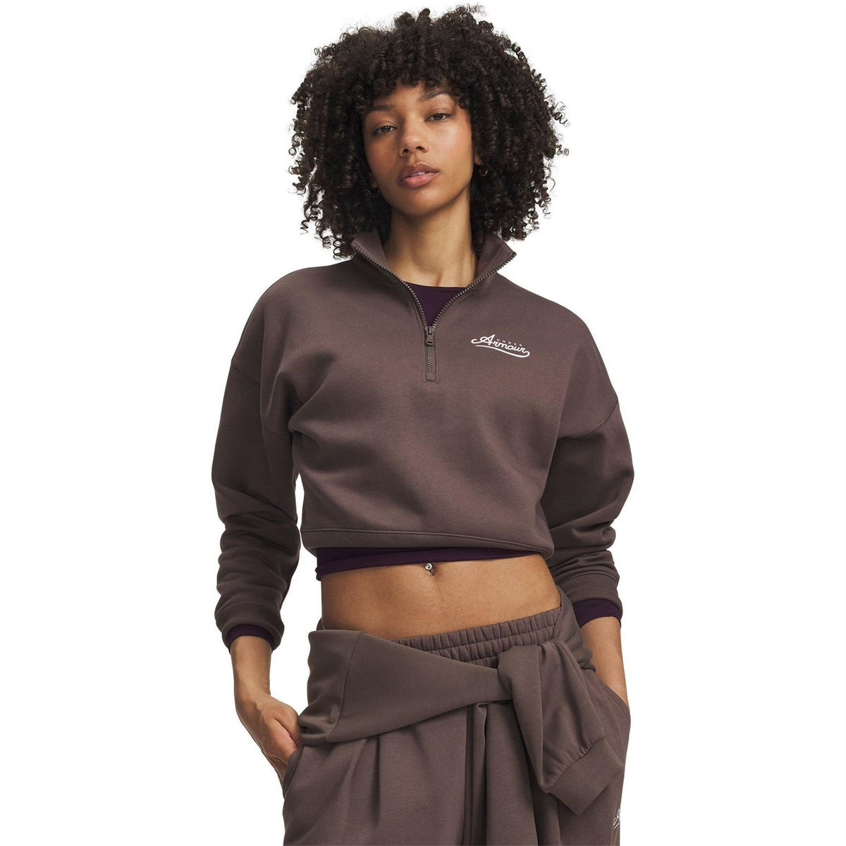 Under Armour UA Rival Lettering Zip Neck High Collar Sweatshirt