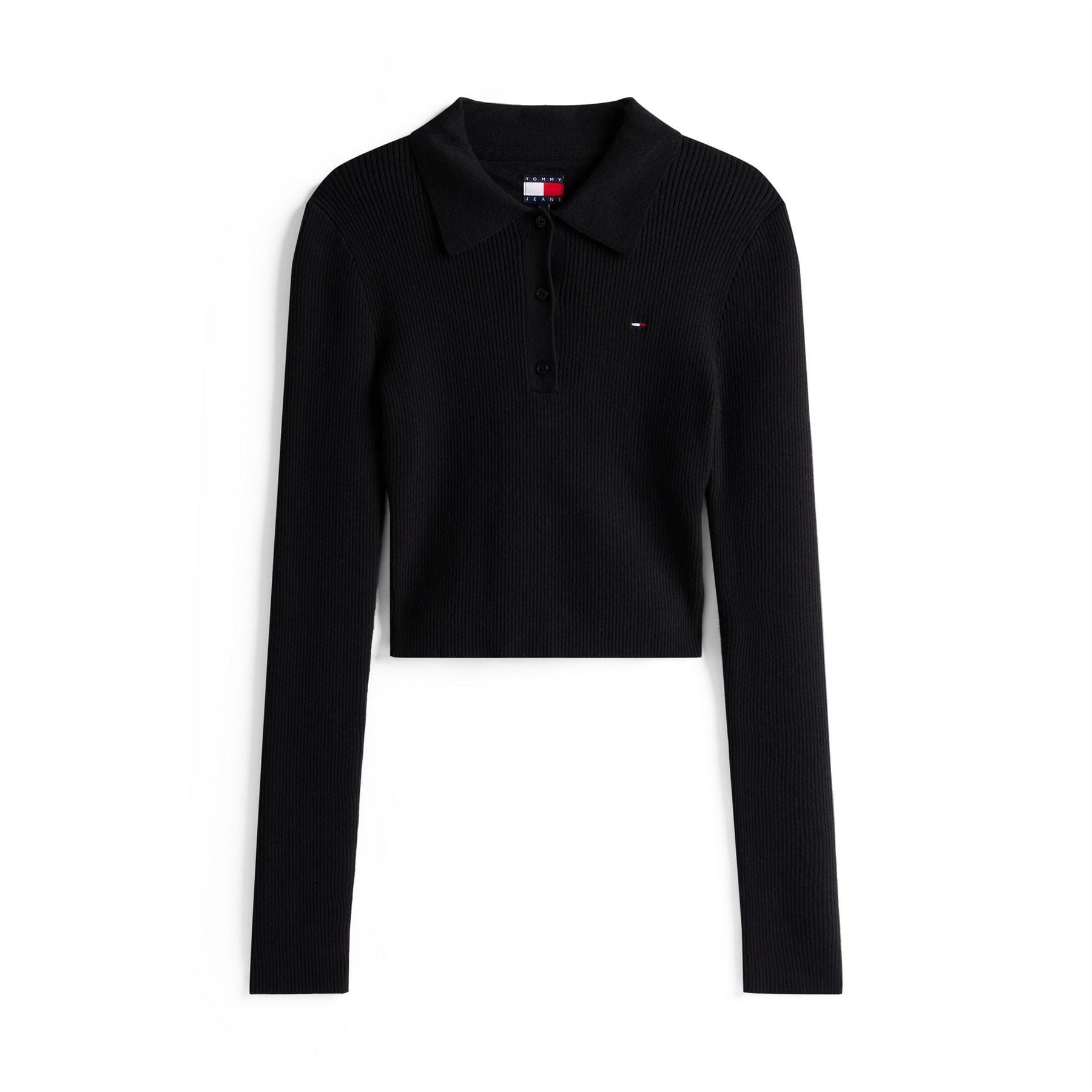 Tommy Jeans Collared Neck Long Sleeve Button Placket Sweater