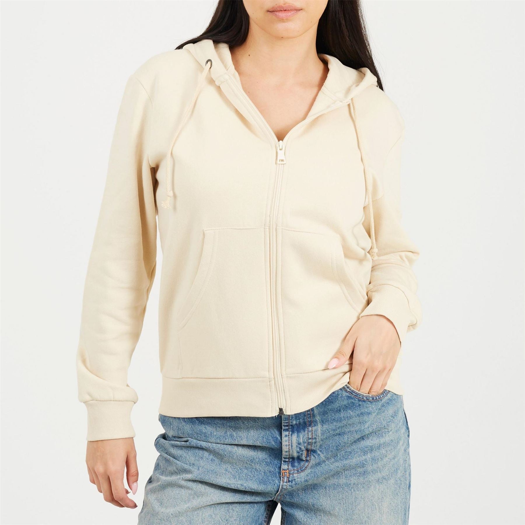 Brave Soul Solid Patterned Hooded Ribbed Cuff Sweat Jacket with Kangaroo Pocket