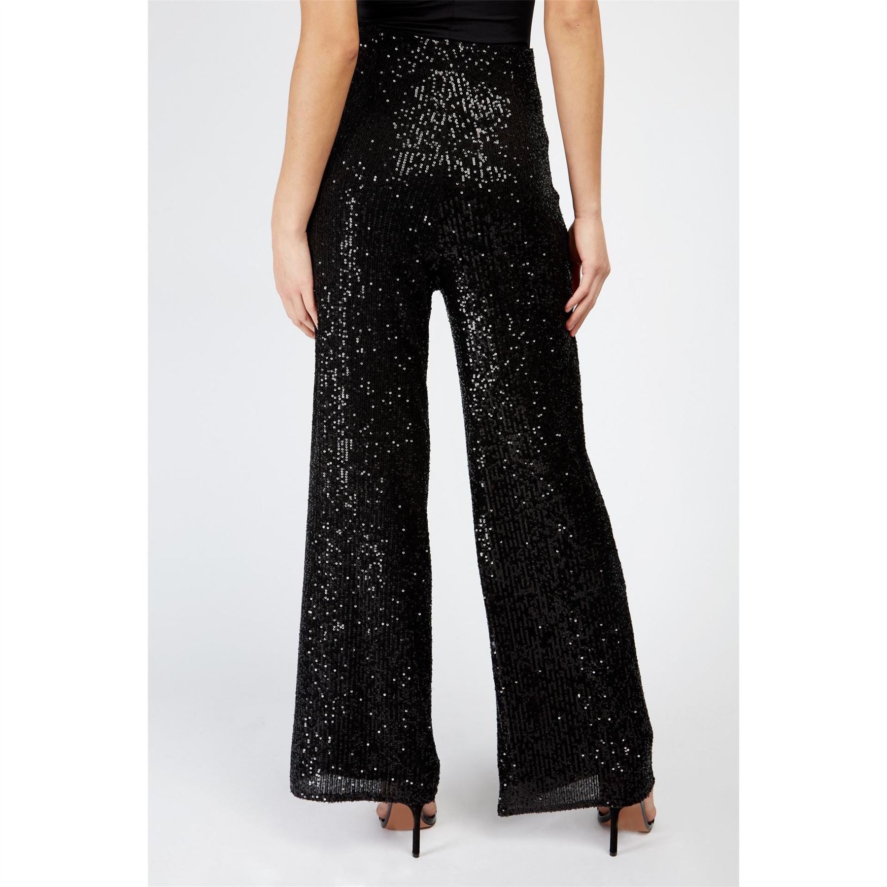 Little Mistress Sequin Solid Patterned Wide Leg Trousers