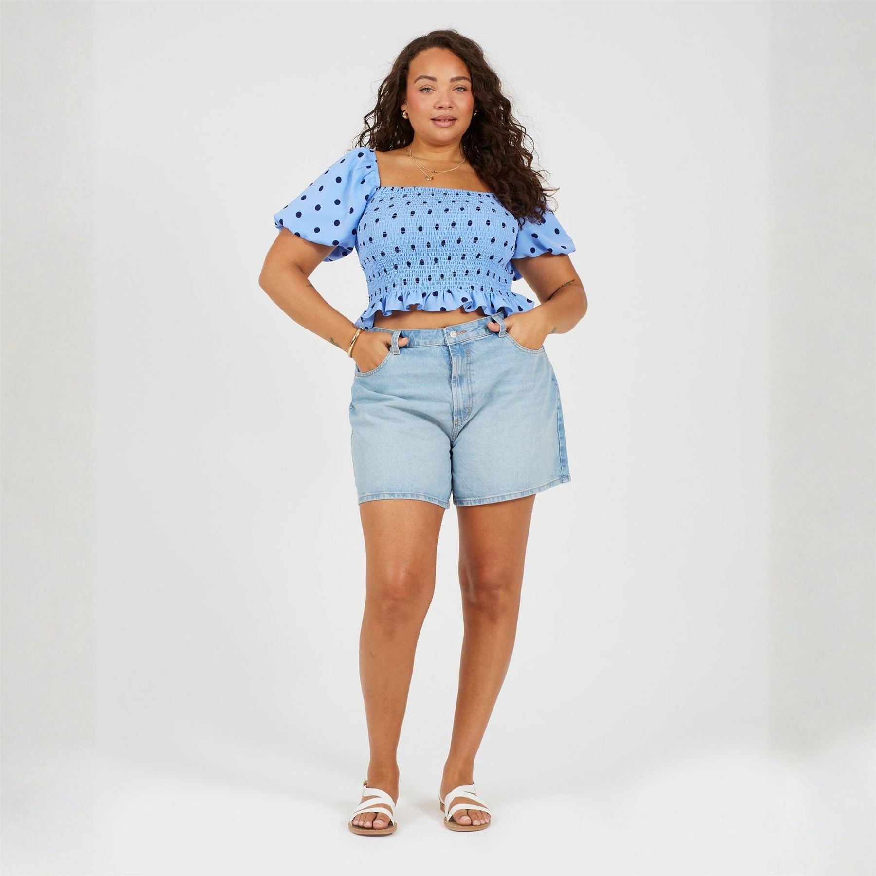 Brave Soul Square Neck Puff Sleeve Milkmaid Blouse
