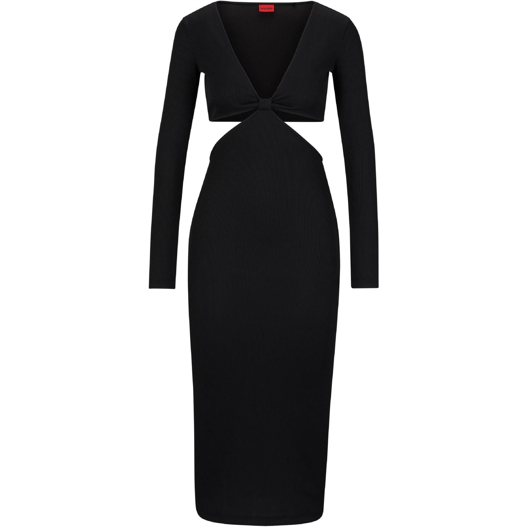 Hugo Nadje V-Neck Long Sleeve Maxi Bodycon Dress