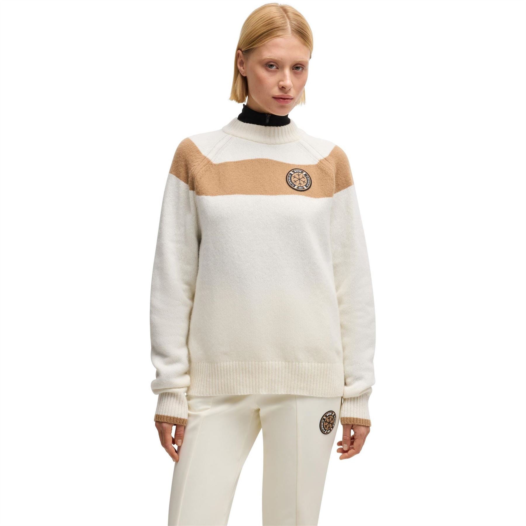 Boss Rib Crew Neck Raglan Long Sleeve Sweater