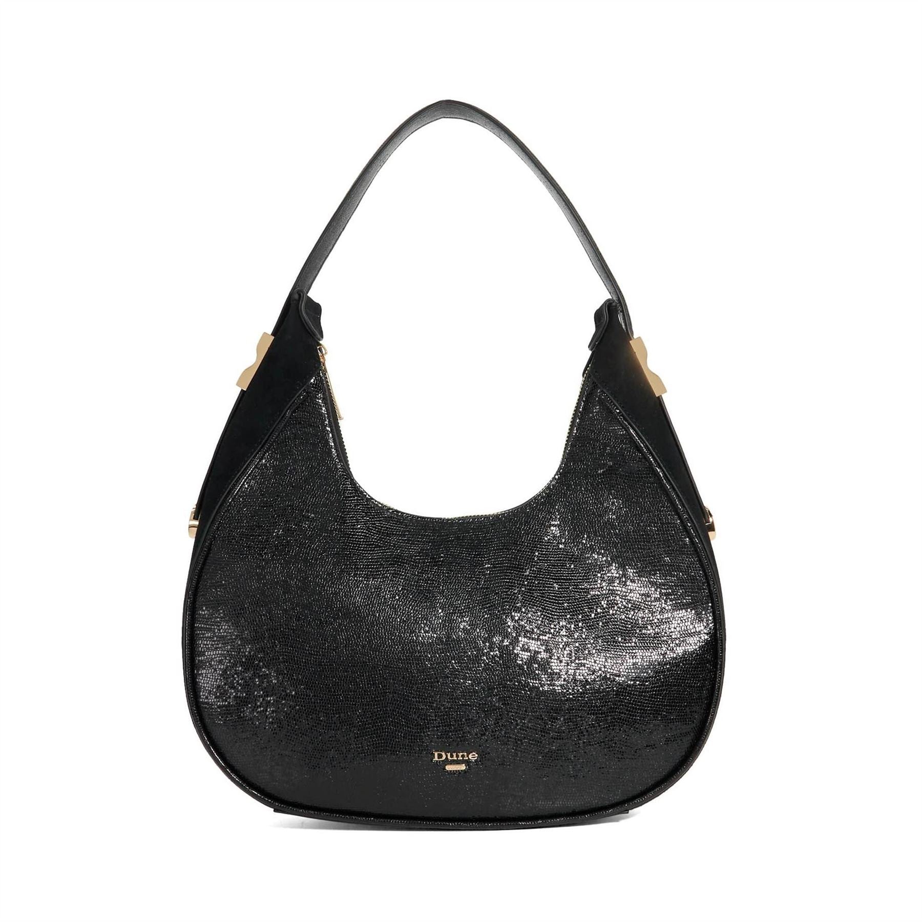 Dune London Dedicated Textured Crescent Hobo Bag Gold Tone