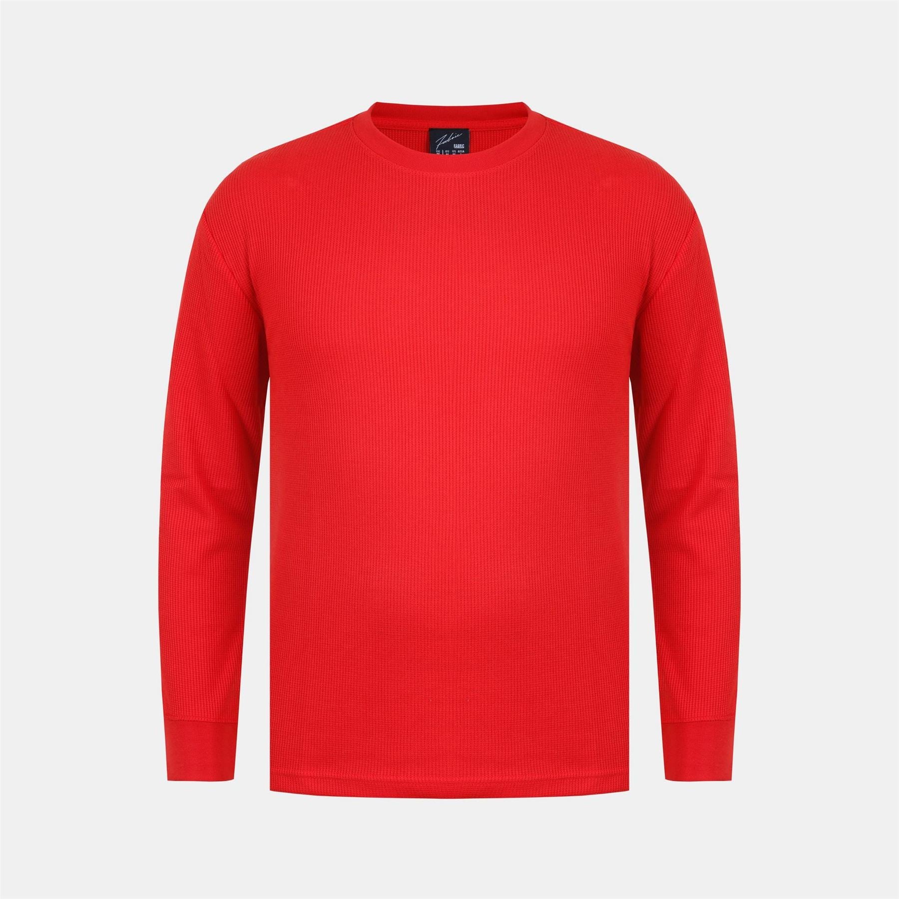 Fabric Crew Neck Long Sleeve Waffle T-Shirt