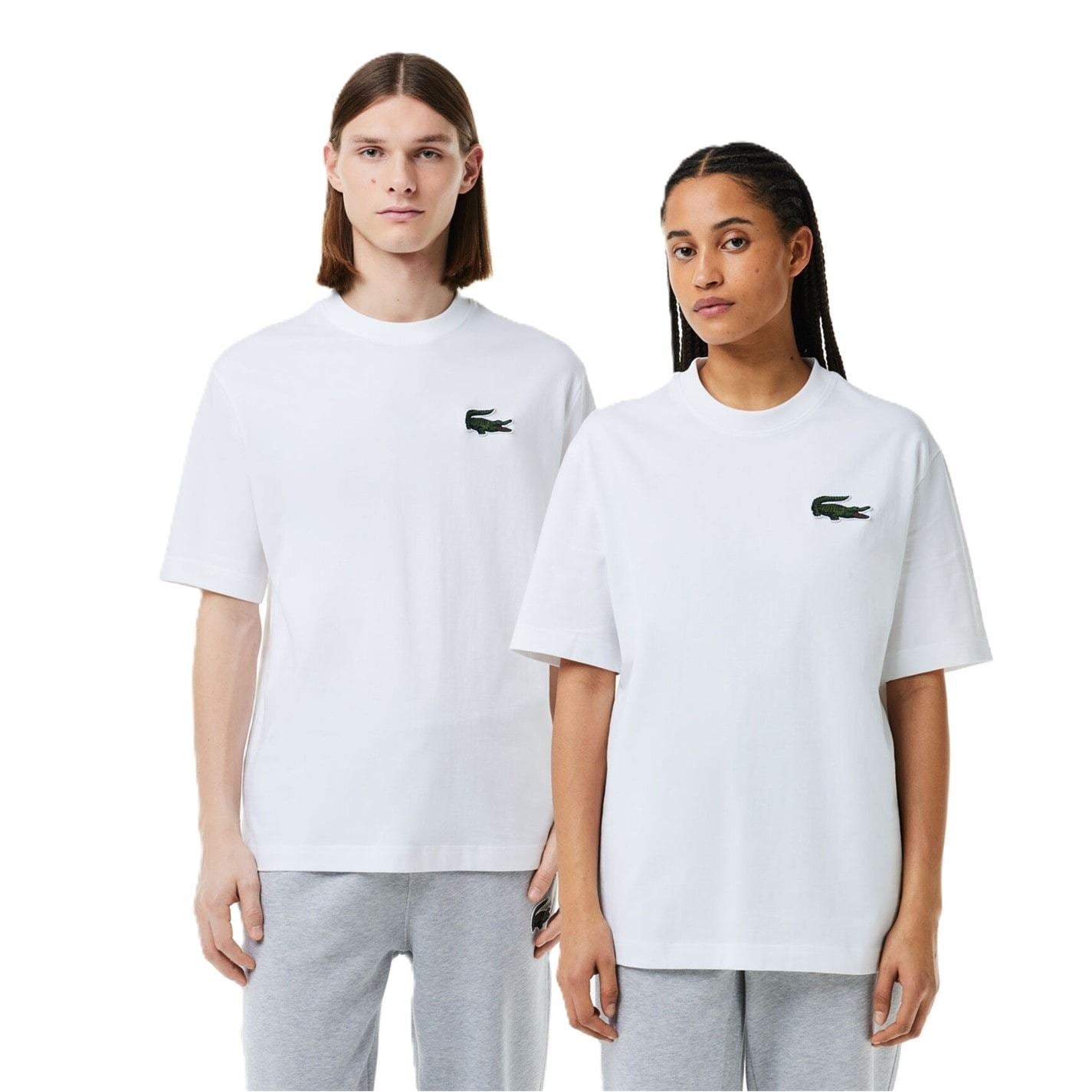 Lacoste Loose Fit Large Crocodile Organic Heavy Cotton T S T-Shirt Unisex Adults