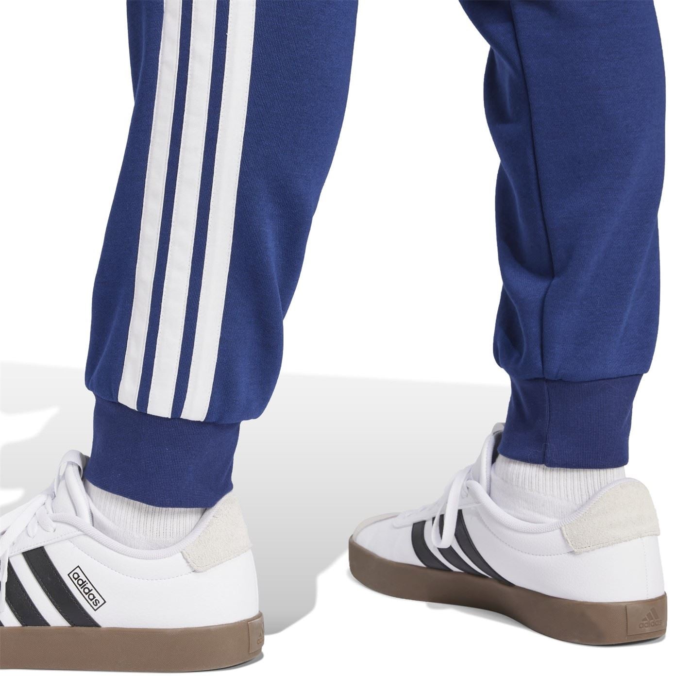 adidas Fleece Tapered Cuff 3 Stripes Joggers M