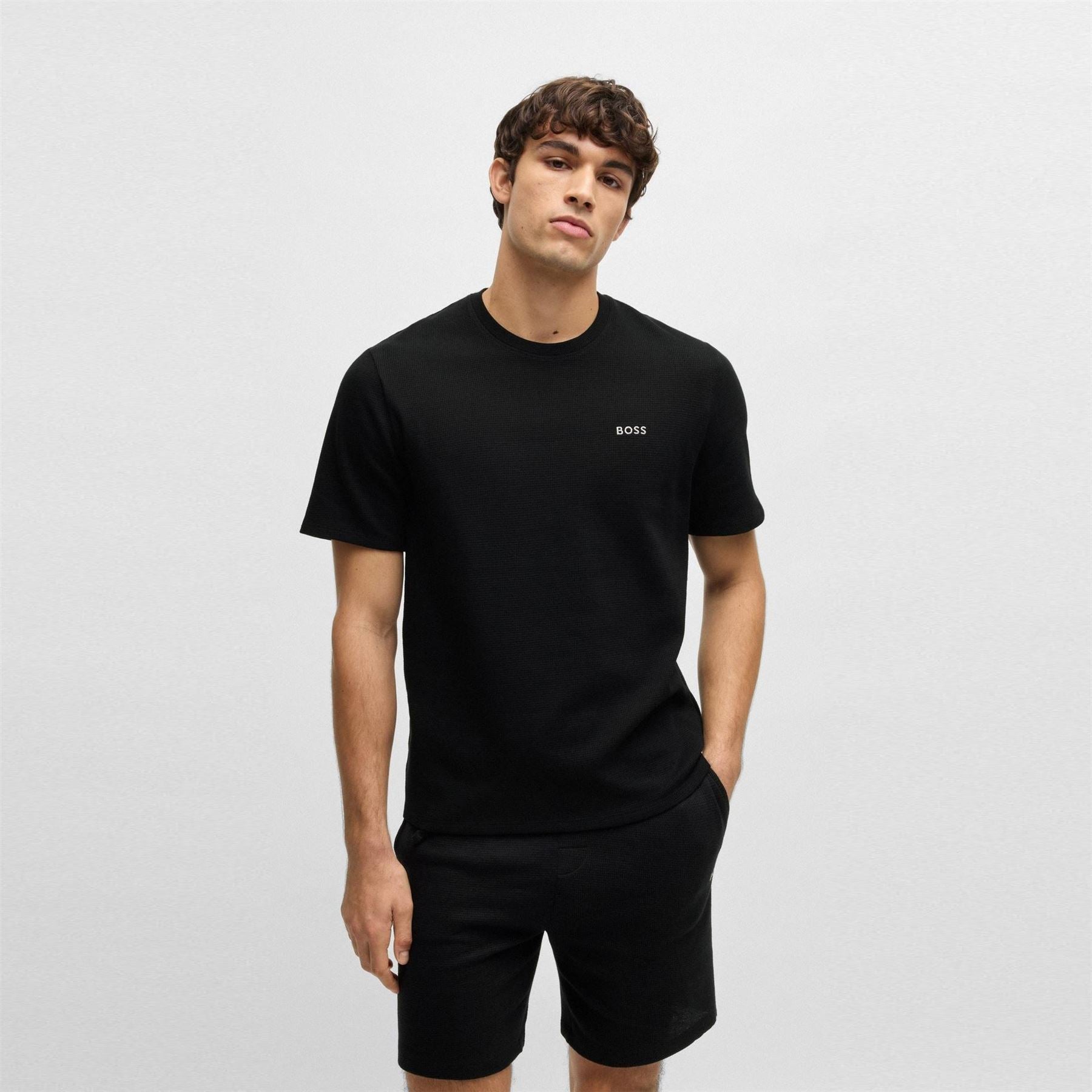 Boss BOSS Bodywear Waffle T Shirt with Structured Design