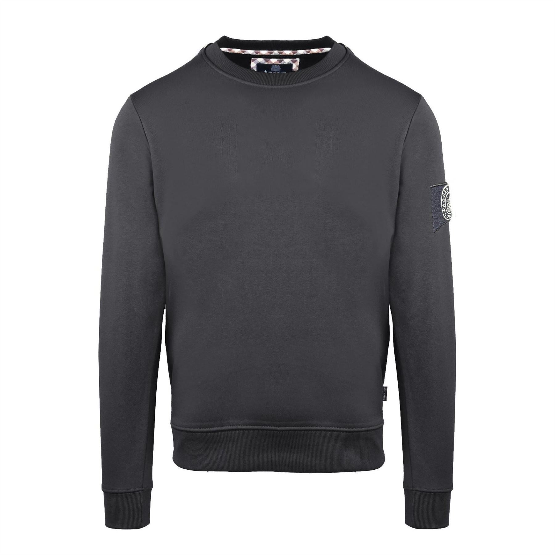 Aquascutum Crew Neck Ribbed Collar Long Sleeve Sweatshirt